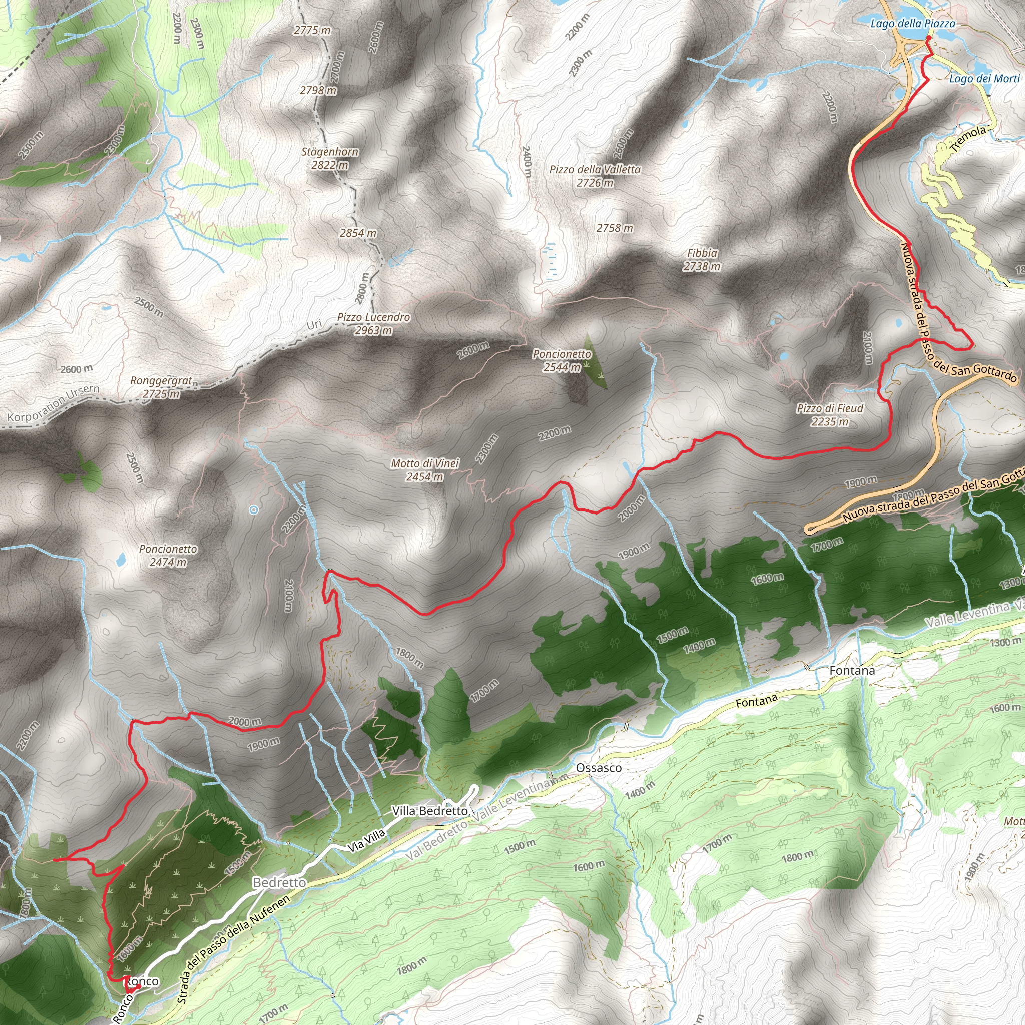 Lago della Piazza to Ronco mobile static map