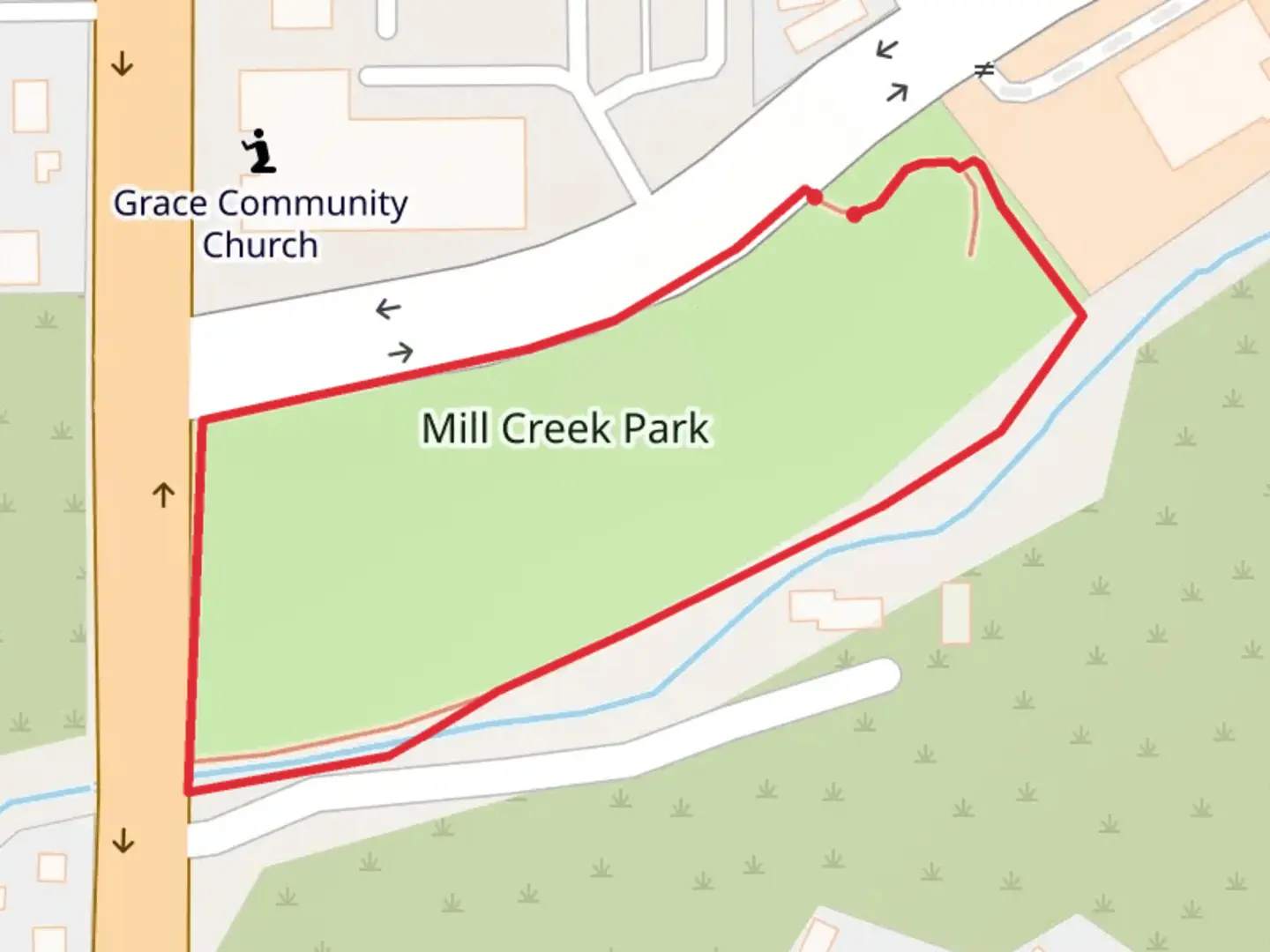 An image depicting the trail Mill Creek Park Loop and its surrounding area.