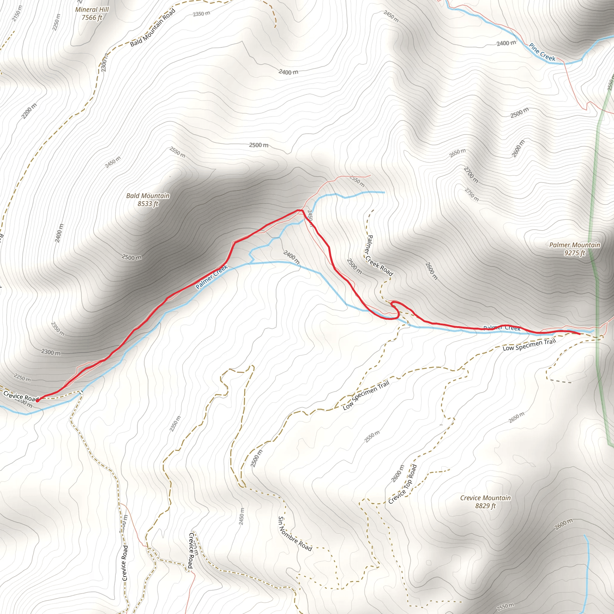 Palmer Creek Trail mobile static map