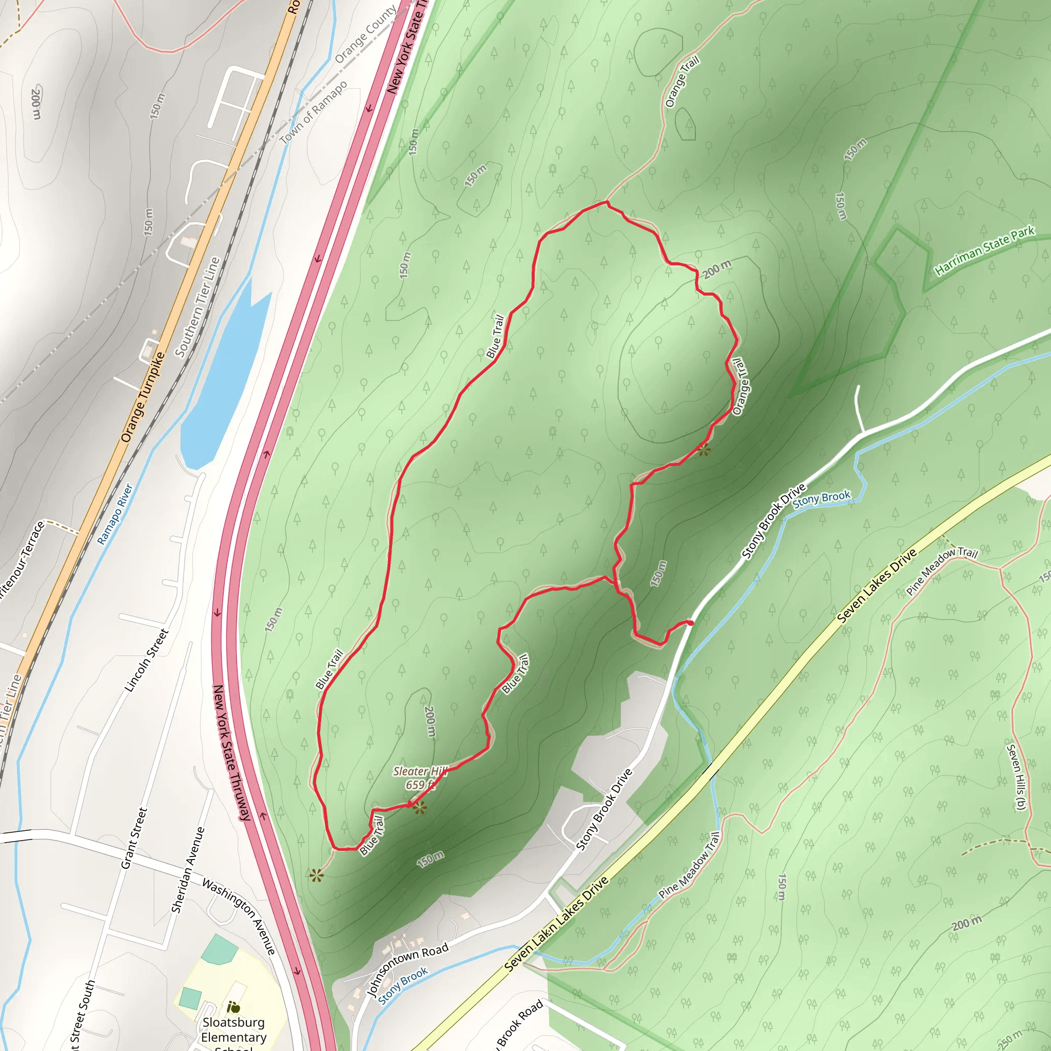 Sleater Hill Loop via Orange Trail mobile static map