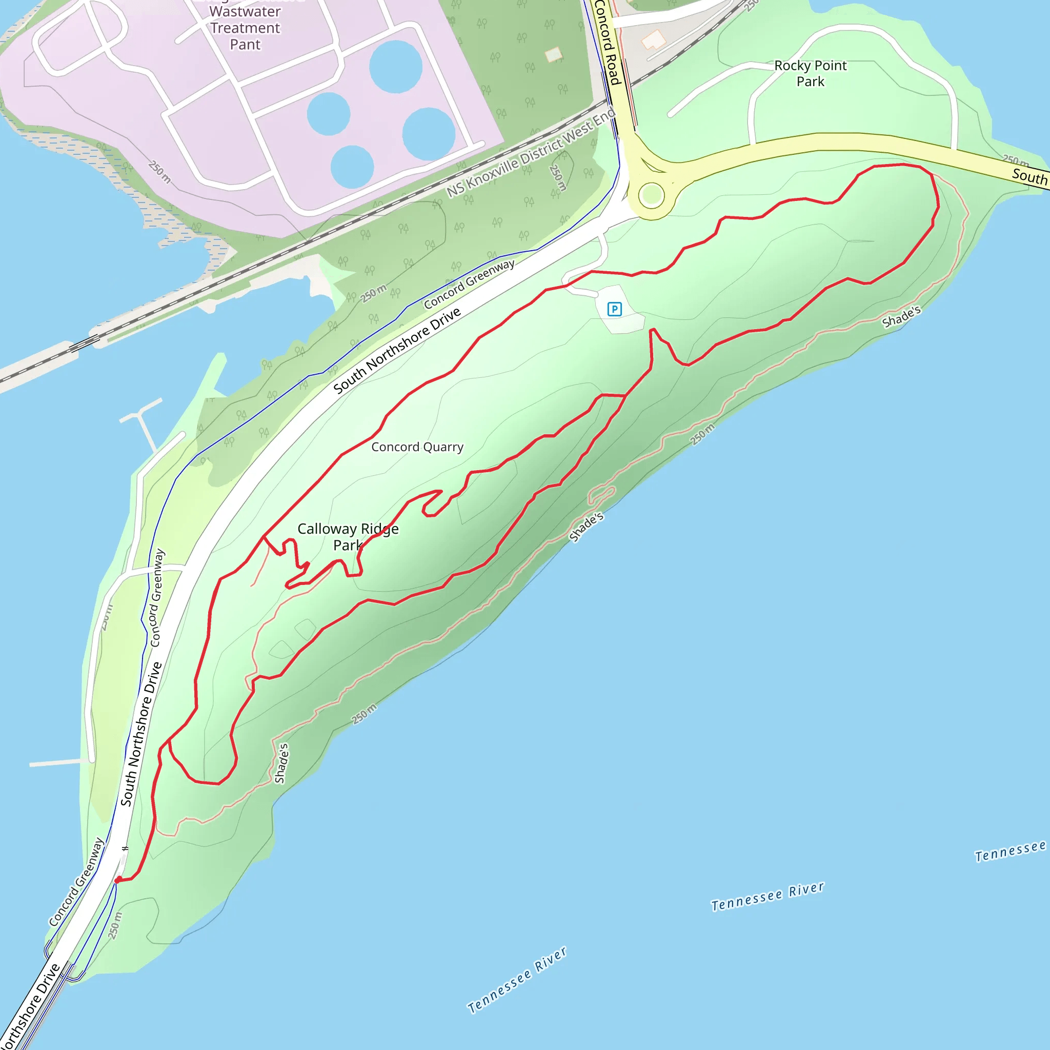 Calloway Ridge Park Loop mobile static map