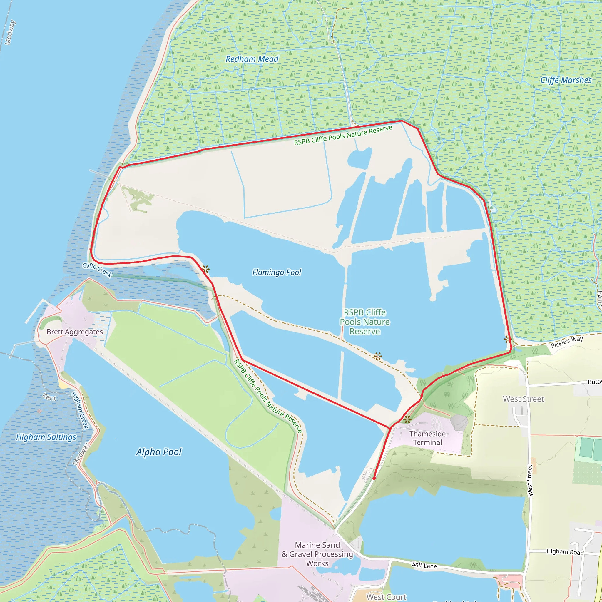RSPB Cliffe Pools Loop mobile static map