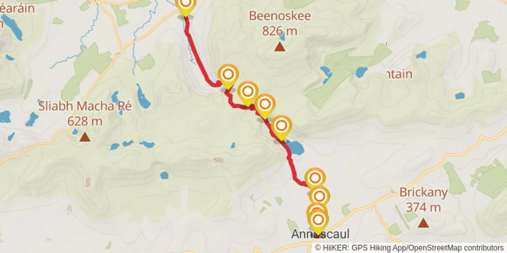 An image depicting the trail Annascaul Out & Back and its surrounding area.