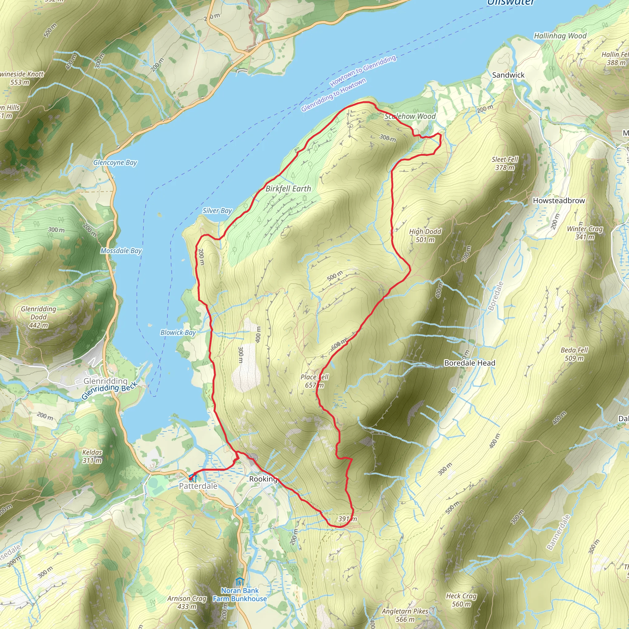 Patterdale to Place Fell Loop via The Ullswater Way mobile static map