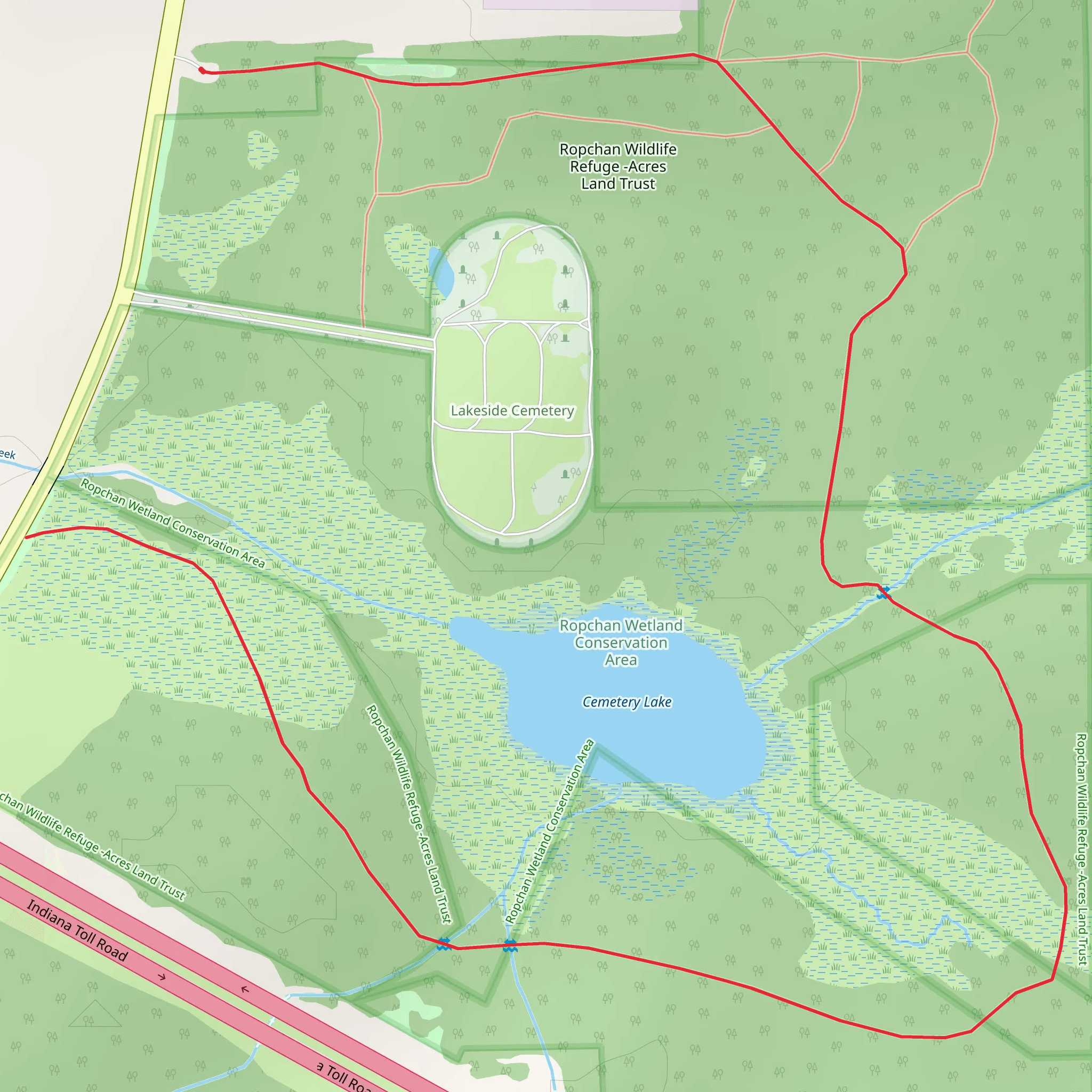 Horseshoe walk around Cemetery Lake mobile static map