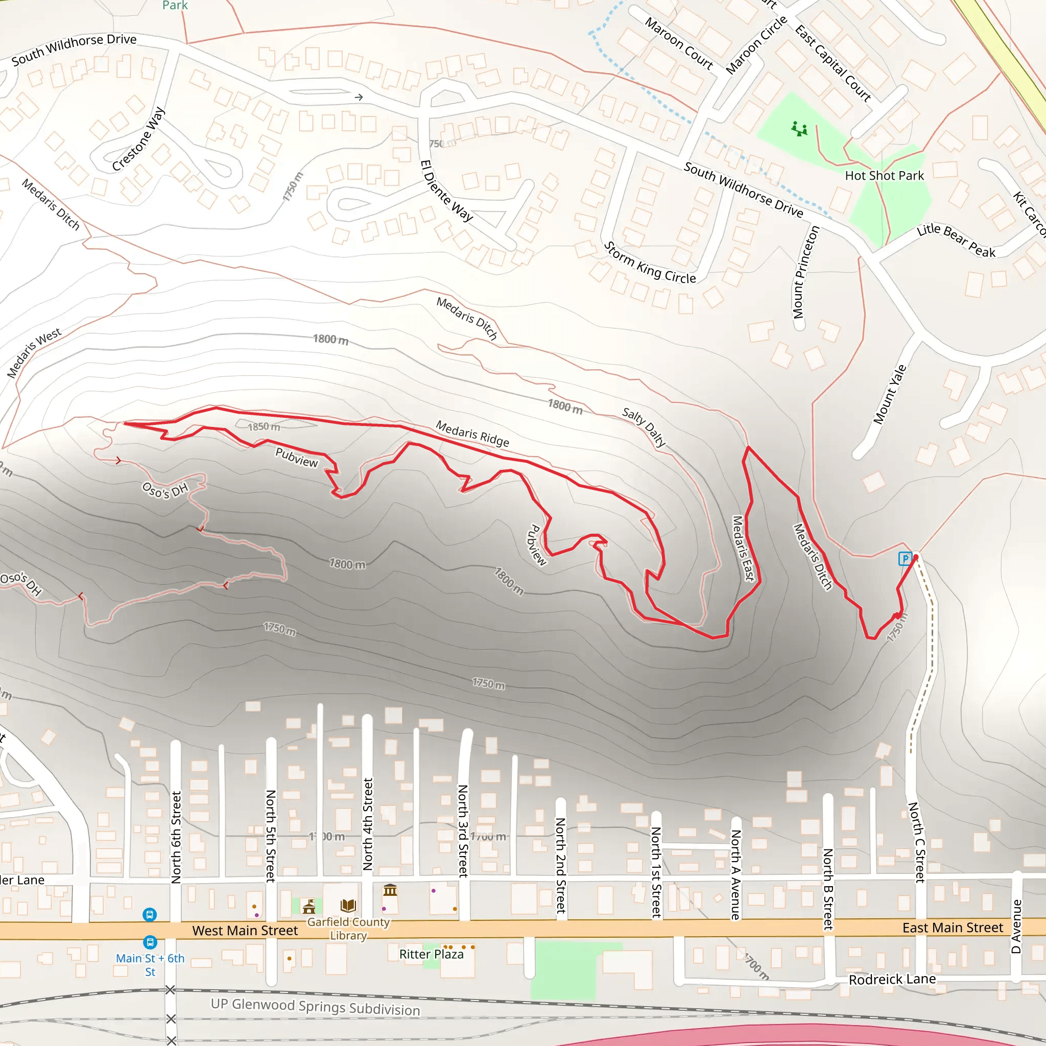 Pubview and Medaris Ridge Loop mobile static map