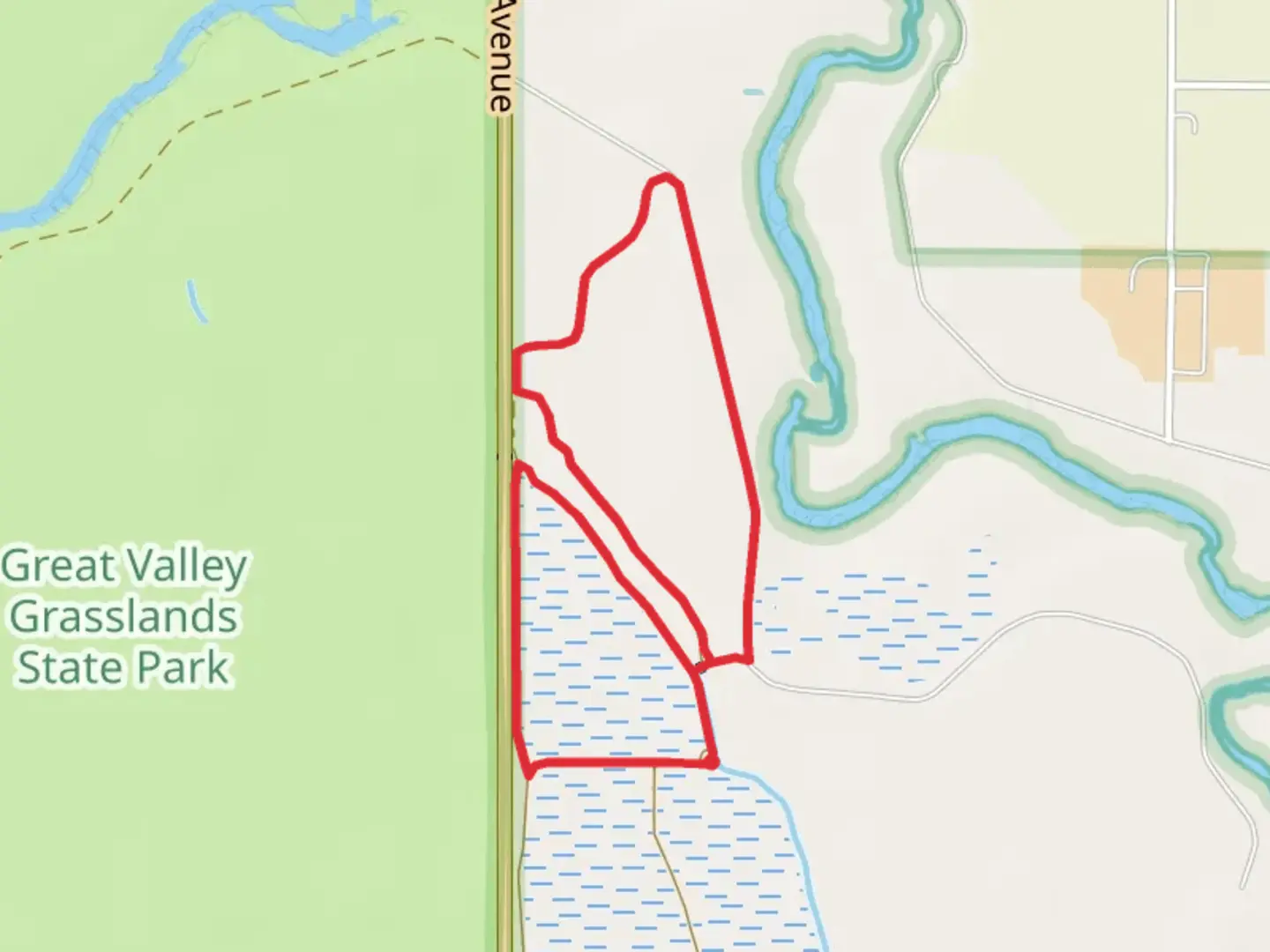 An image depicting the trail Pedestrian Loop and its surrounding area.