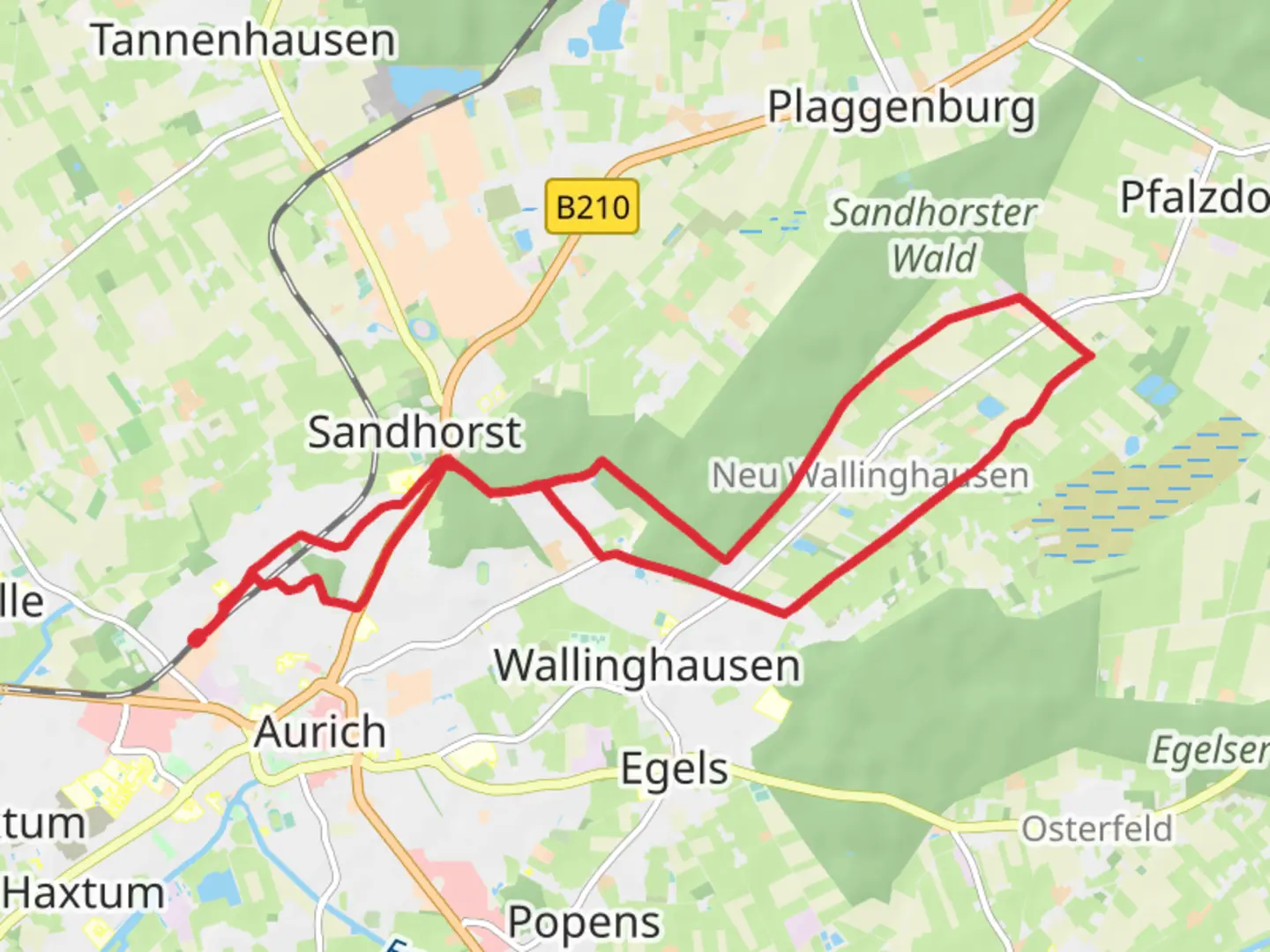 An image depicting the trail Aurich and Neu Wallinghausen Loop and its surrounding area.