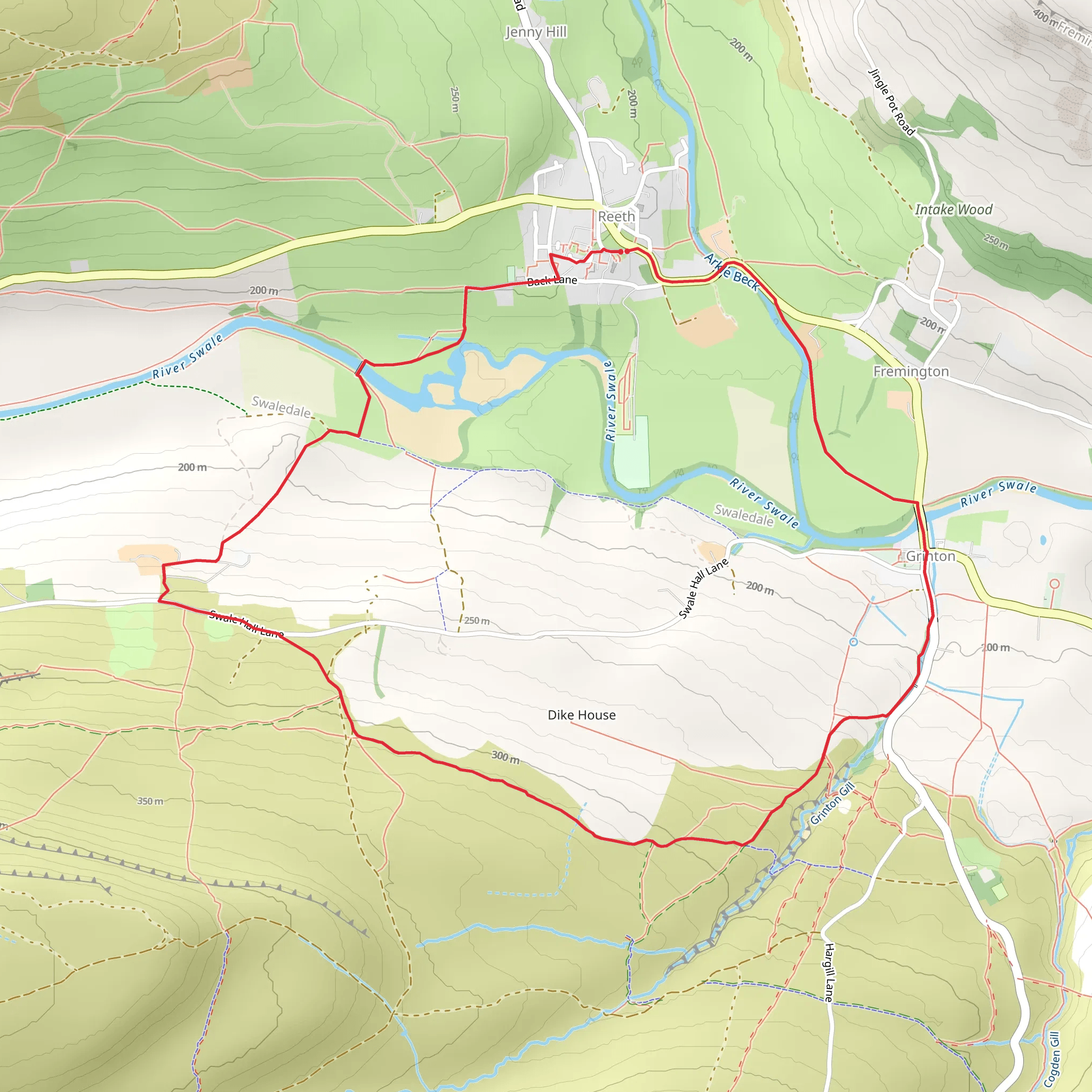 Reeth - Grinton and Low Fremington Walk mobile static map