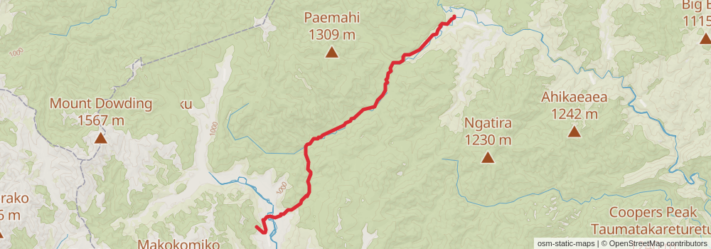 Clements Mill Road to Boyd Hut via Oamaru Hut stage 3 Map