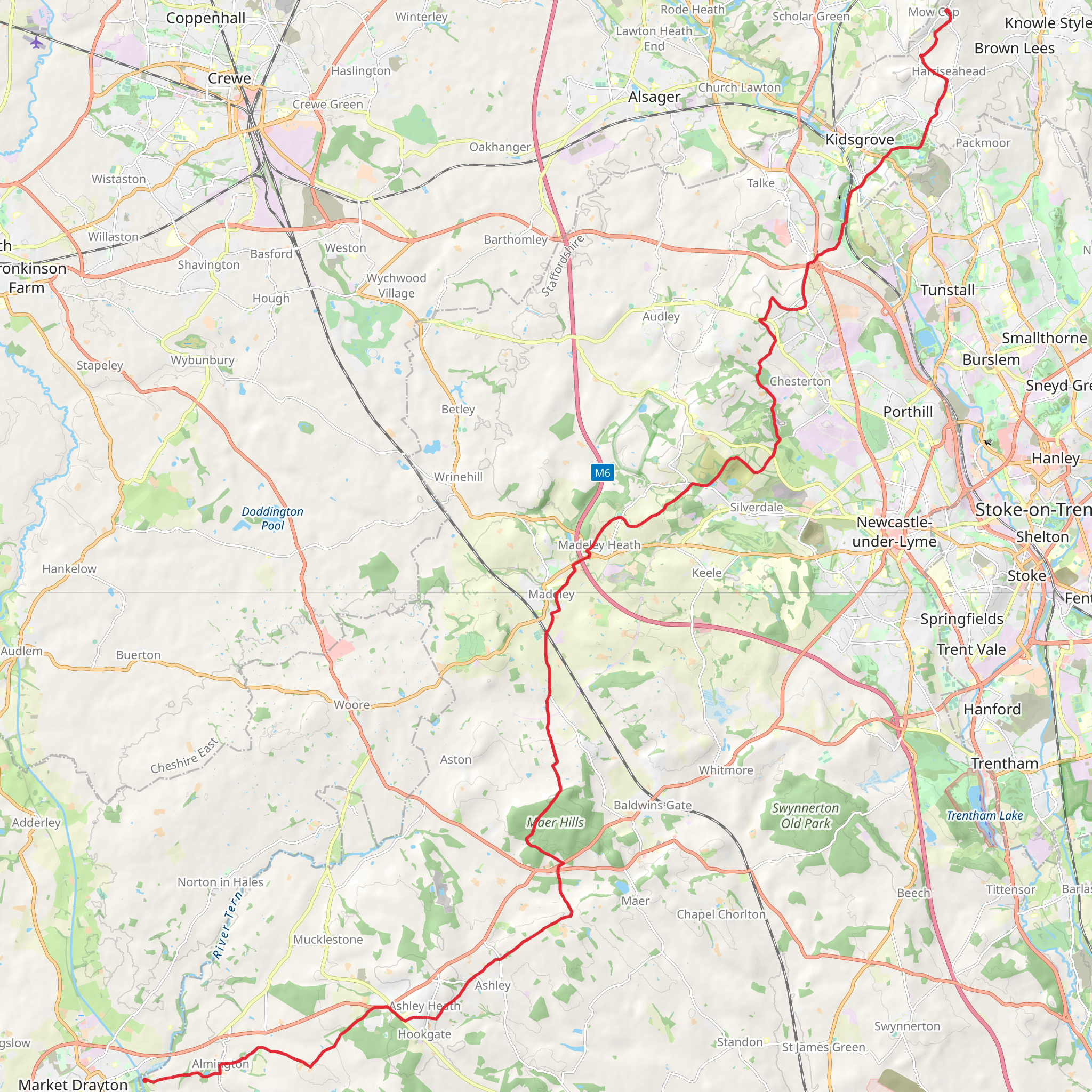 Newcastle Way - Staffordshire mobile static map