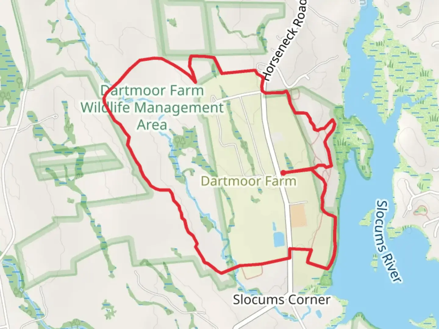 An image depicting the trail Slocums River and Horse Neck Loop and its surrounding area.