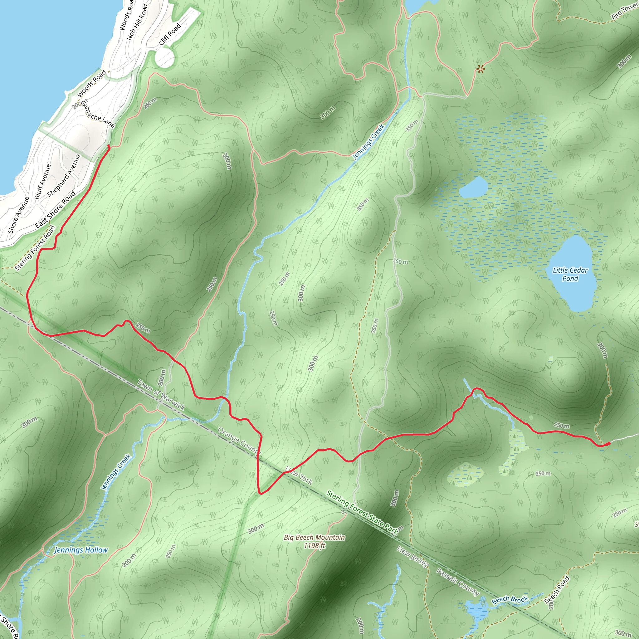 Lake to Lake Trail from Blue Lake Road Out and Back mobile static map