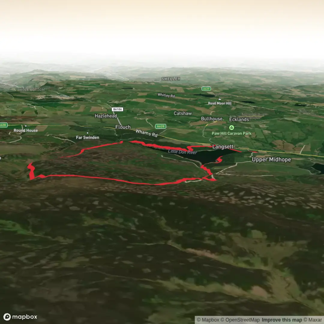 An image depicting the trail Langsett reservoir and tank winch and its surrounding area.