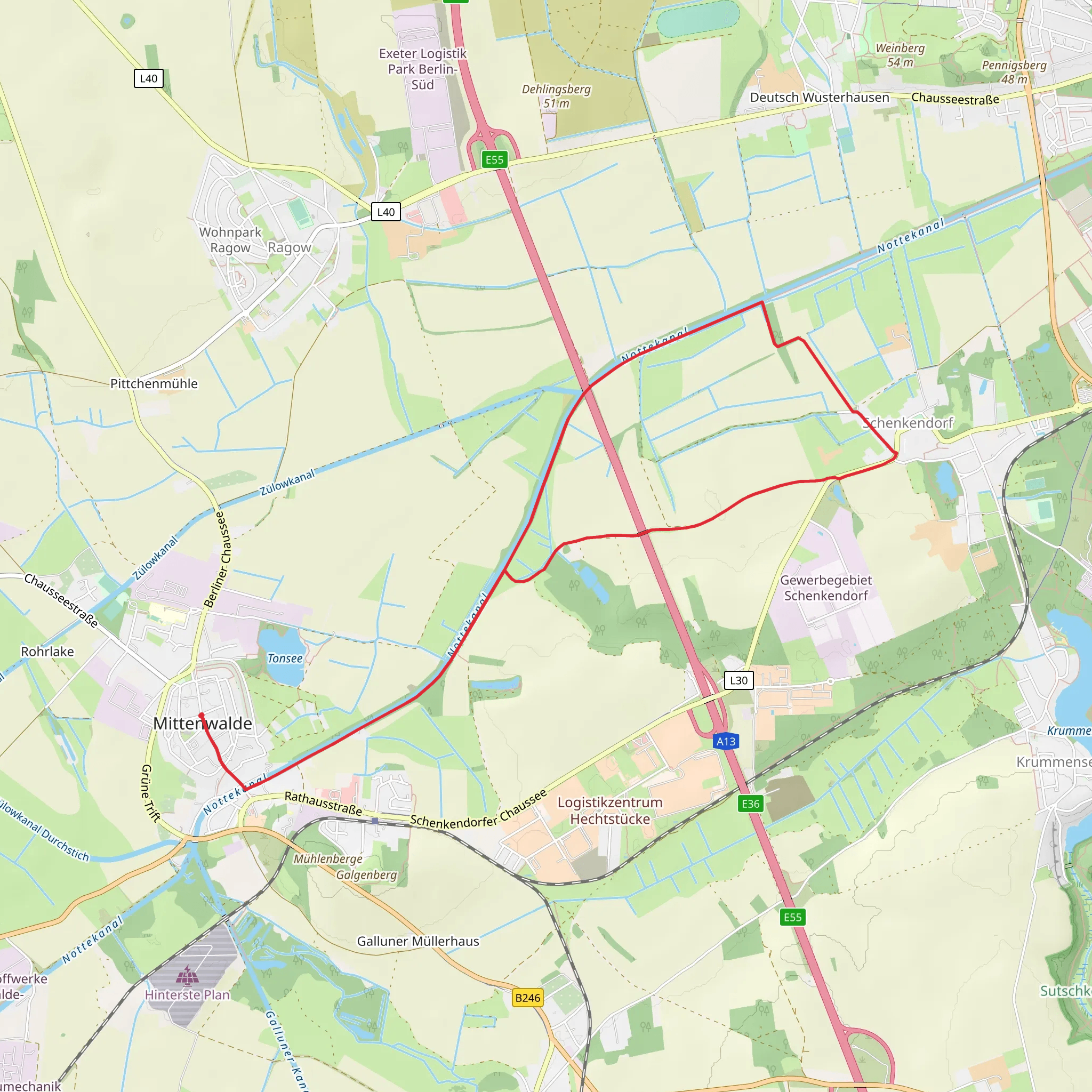 Federweisserlauf Weg mobile static map