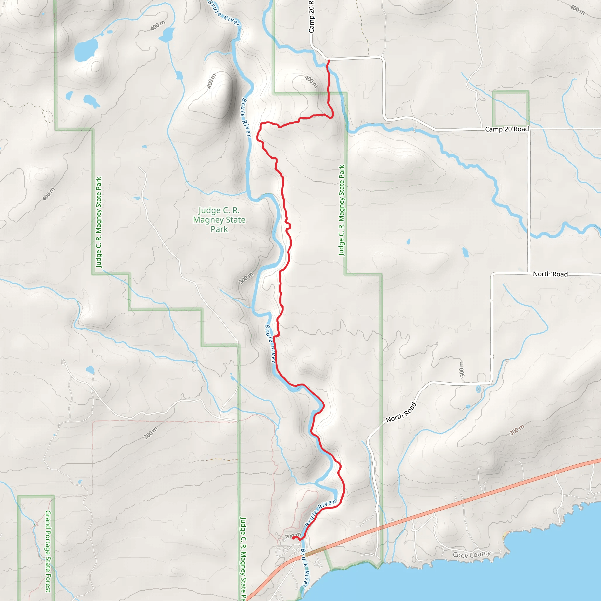 Walk along Brule River via Superior Hiking Trail mobile static map