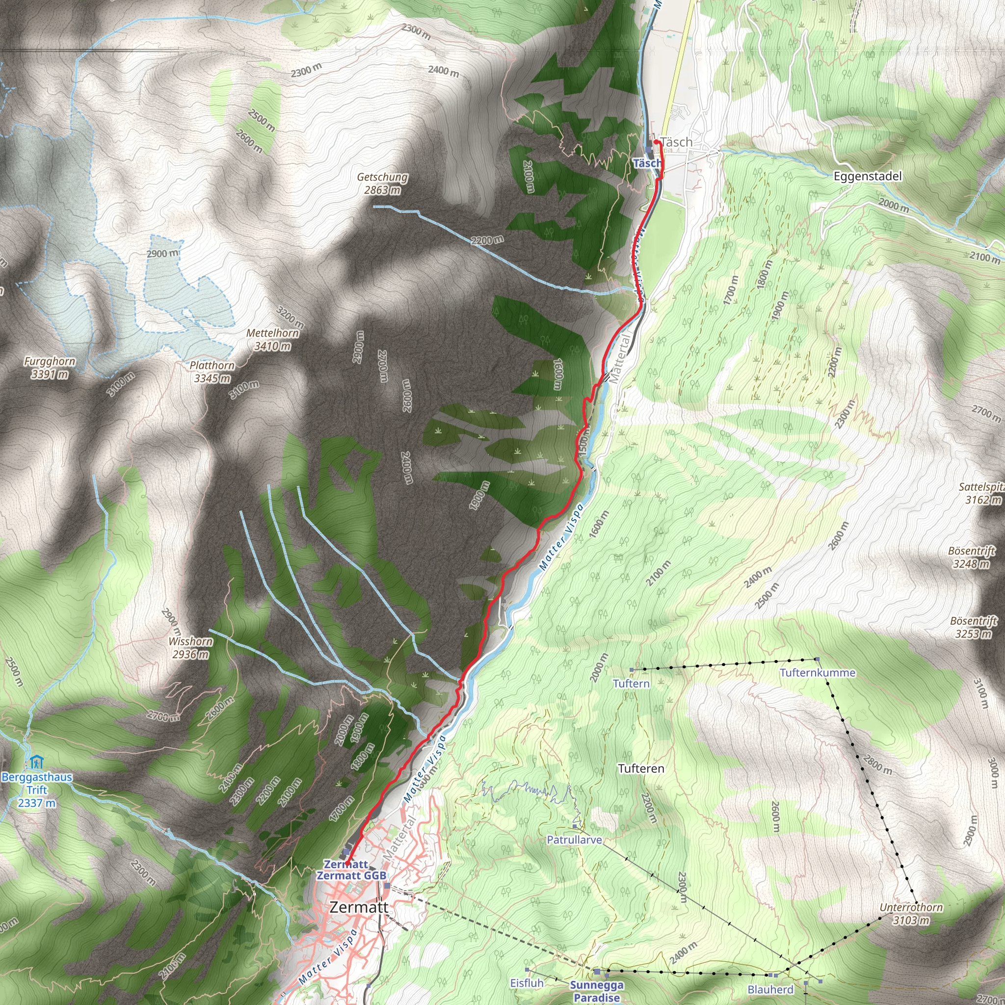 Täsch-Zermatt Railway Trail - Nr 50 mobile static map