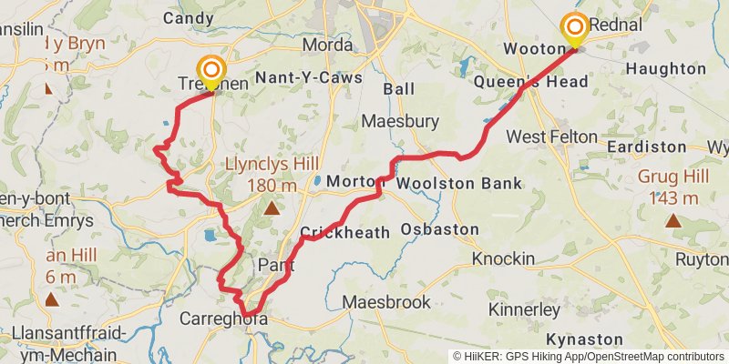 Oswestry Loop in Shropshire stage 2 Map