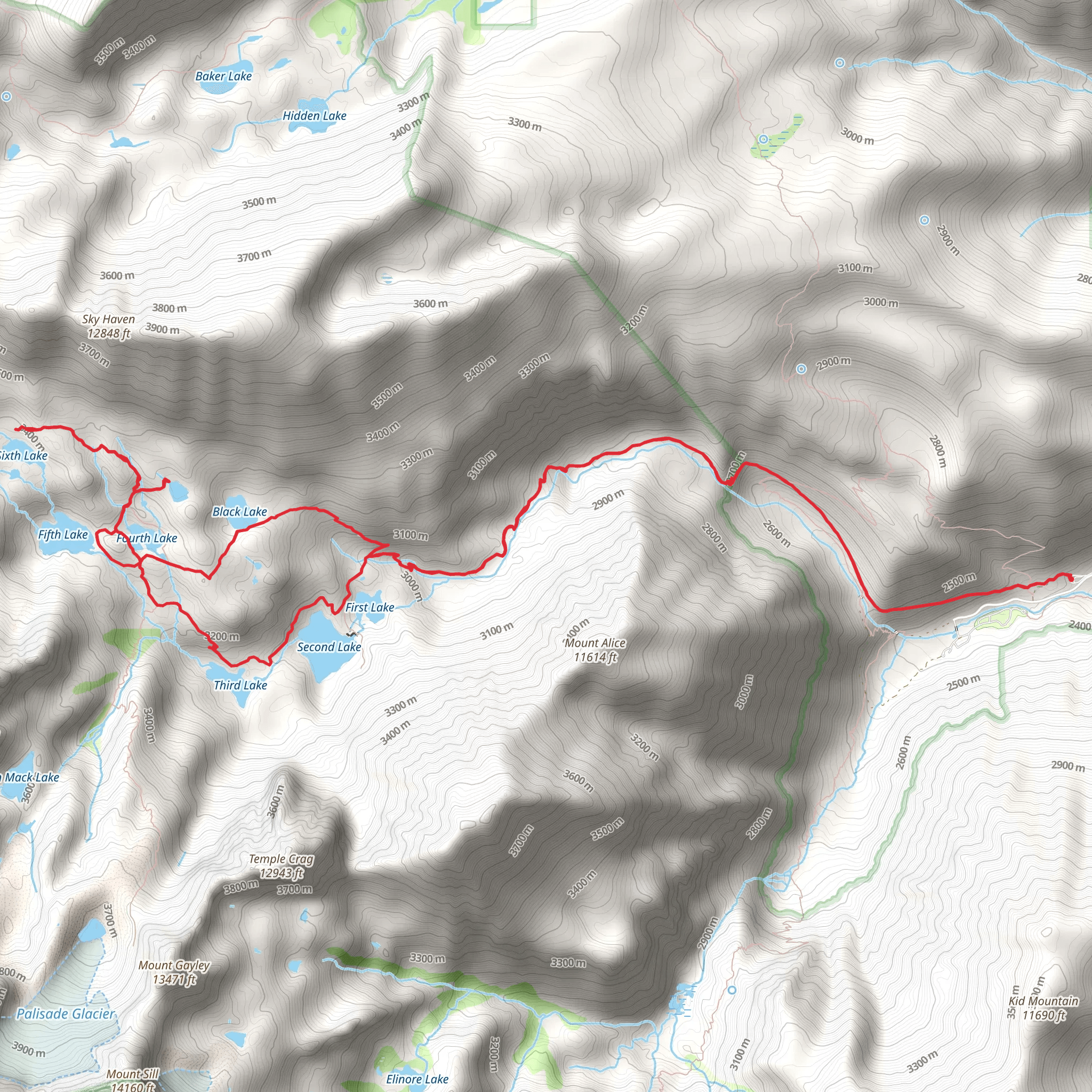North Fork Big Pine Creek Loop Trail mobile static map