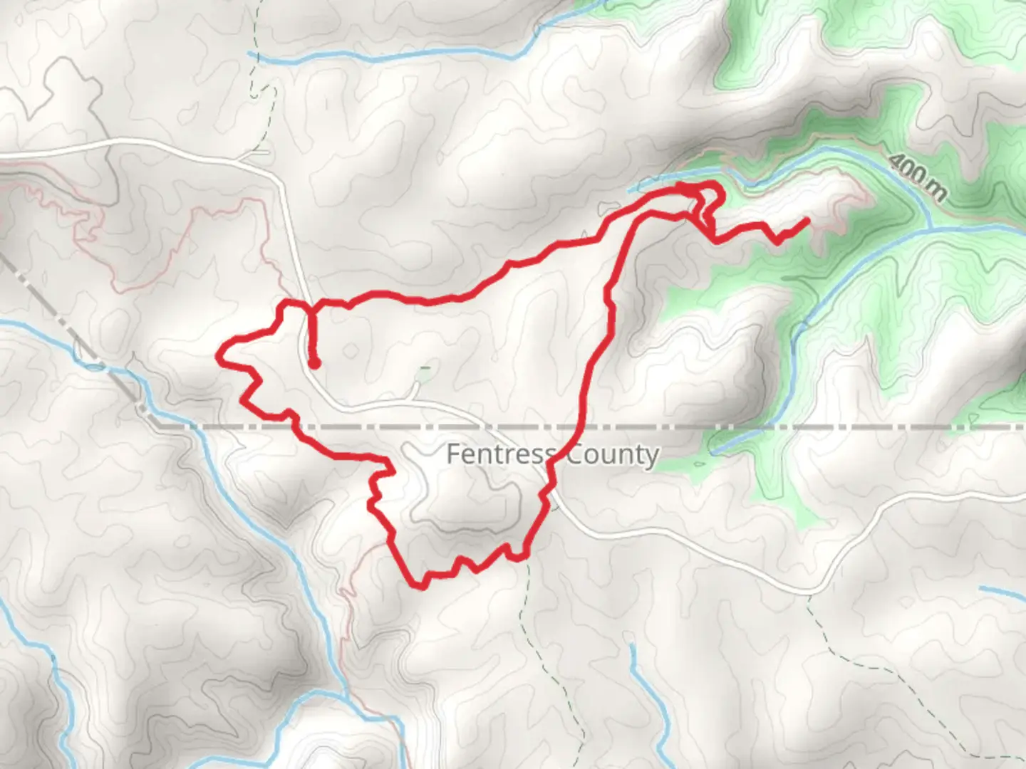 An image depicting the trail Slave Falls Loop and its surrounding area.