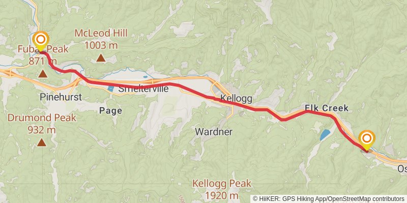 Trail of the Coeur d'Alenes stage 2 Map