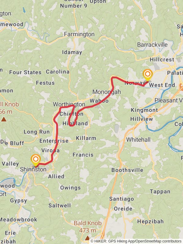 West Fork Rail Trail from Shinnston