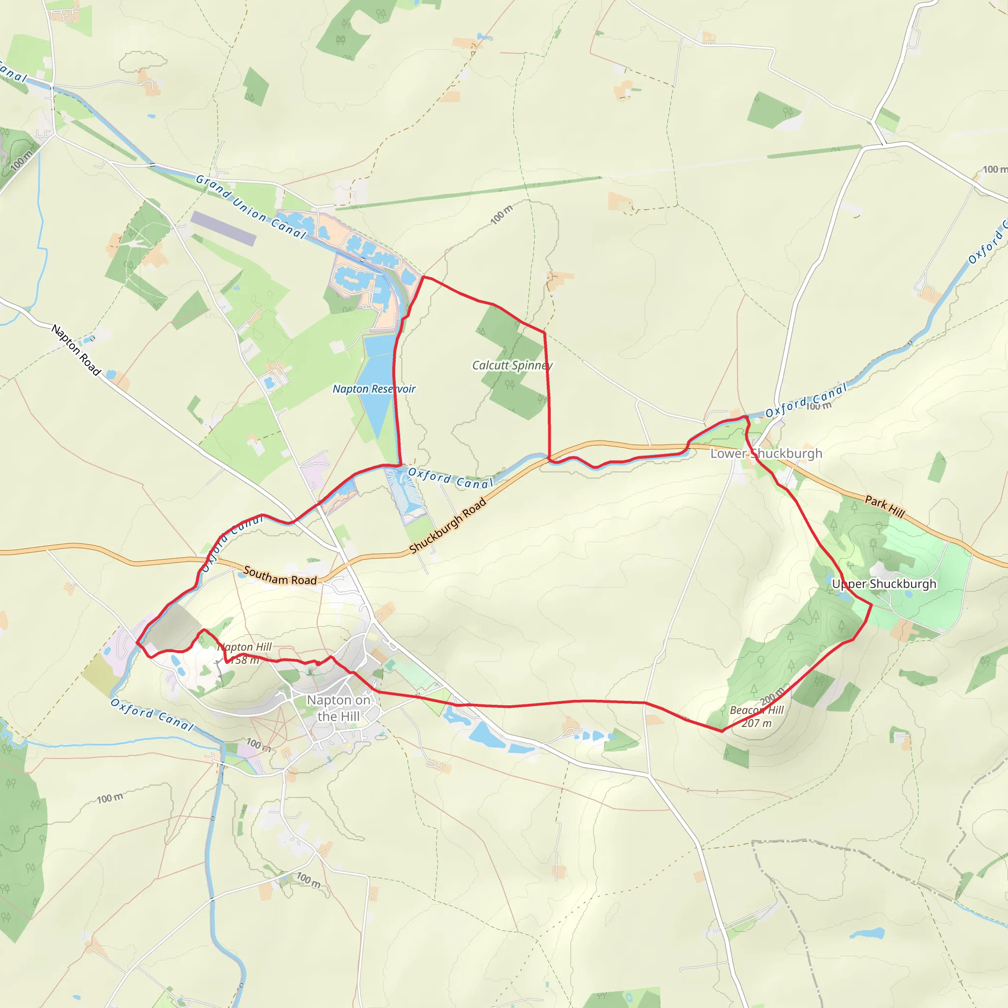 Napton Reservoir, Shuckburgh Hills and Napton Hill Loop mobile static map
