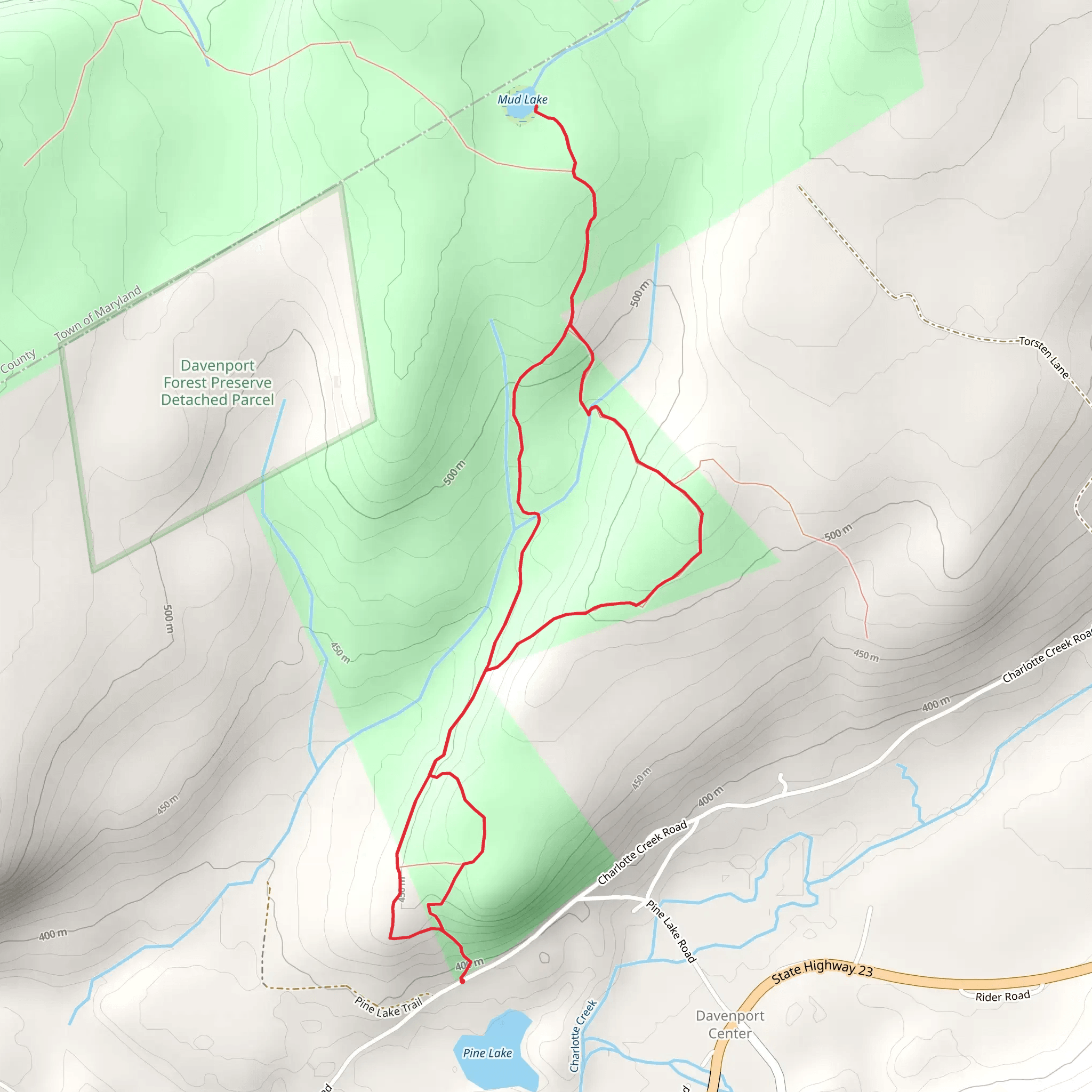 Mud Lake from Pine Lake Campus mobile static map