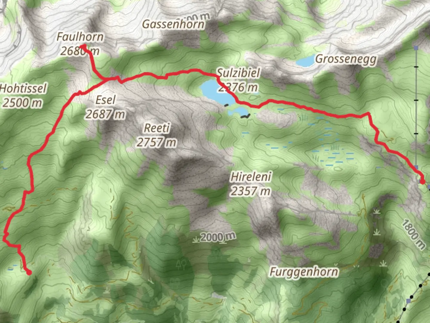 An image depicting the trail First - Bachalpsee - Faulhorn - Bussalp No 2 and its surrounding area.
