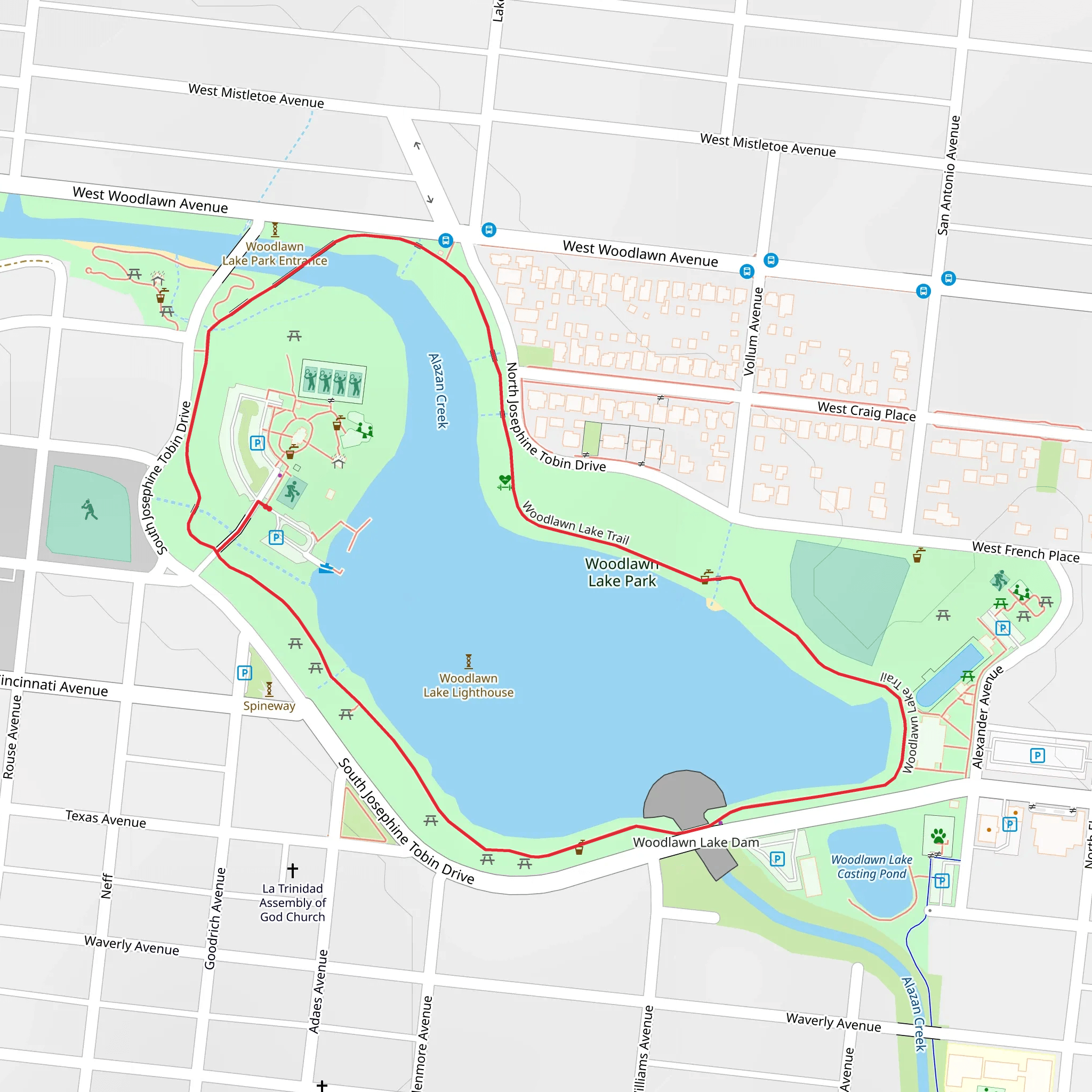 Woodlawn Lake Trail mobile static map