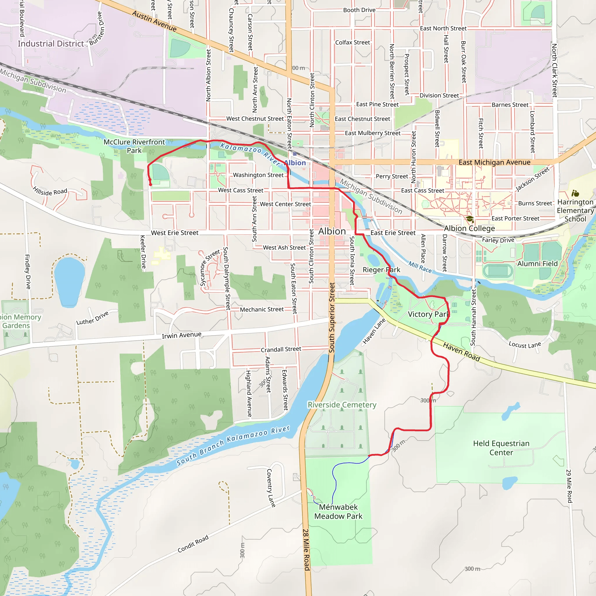 Washington Street Park and Victory Park via Albion River Trail mobile static map