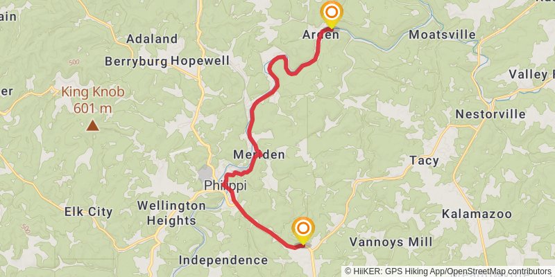 American Discovery Trail - West Virginia stage 12 Map