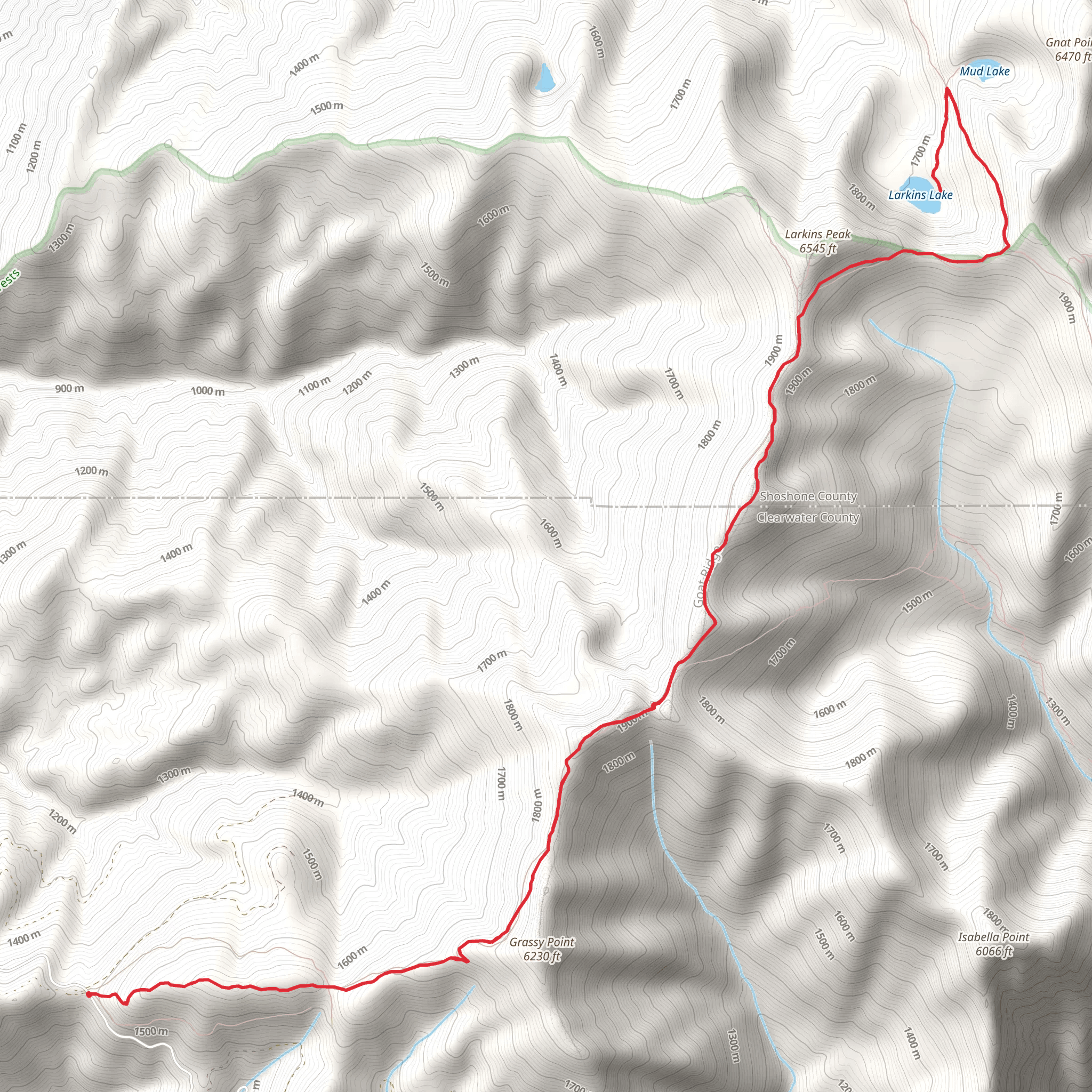 Larkins Peak and Lake mobile static map