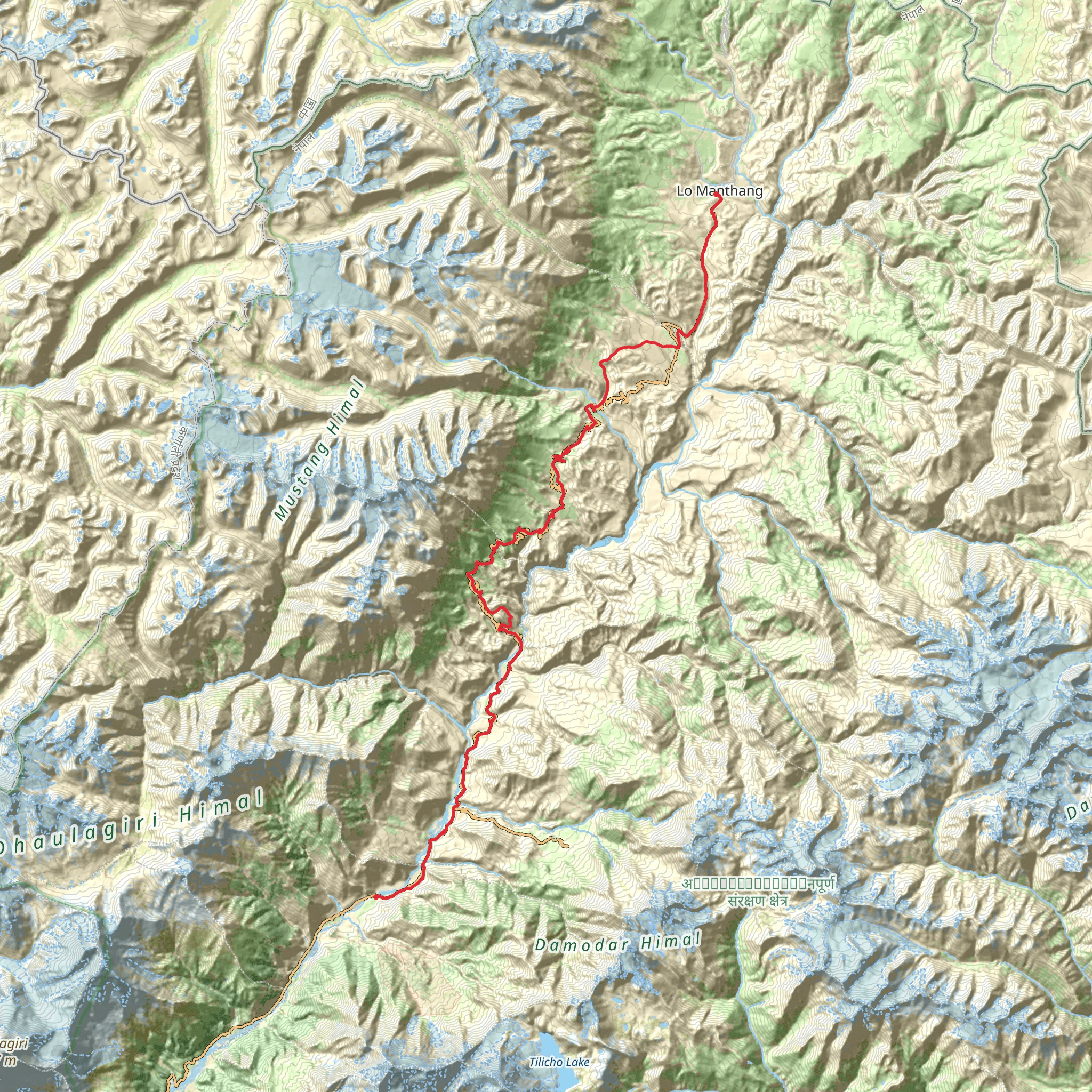 Upper Mustang Trek mobile static map