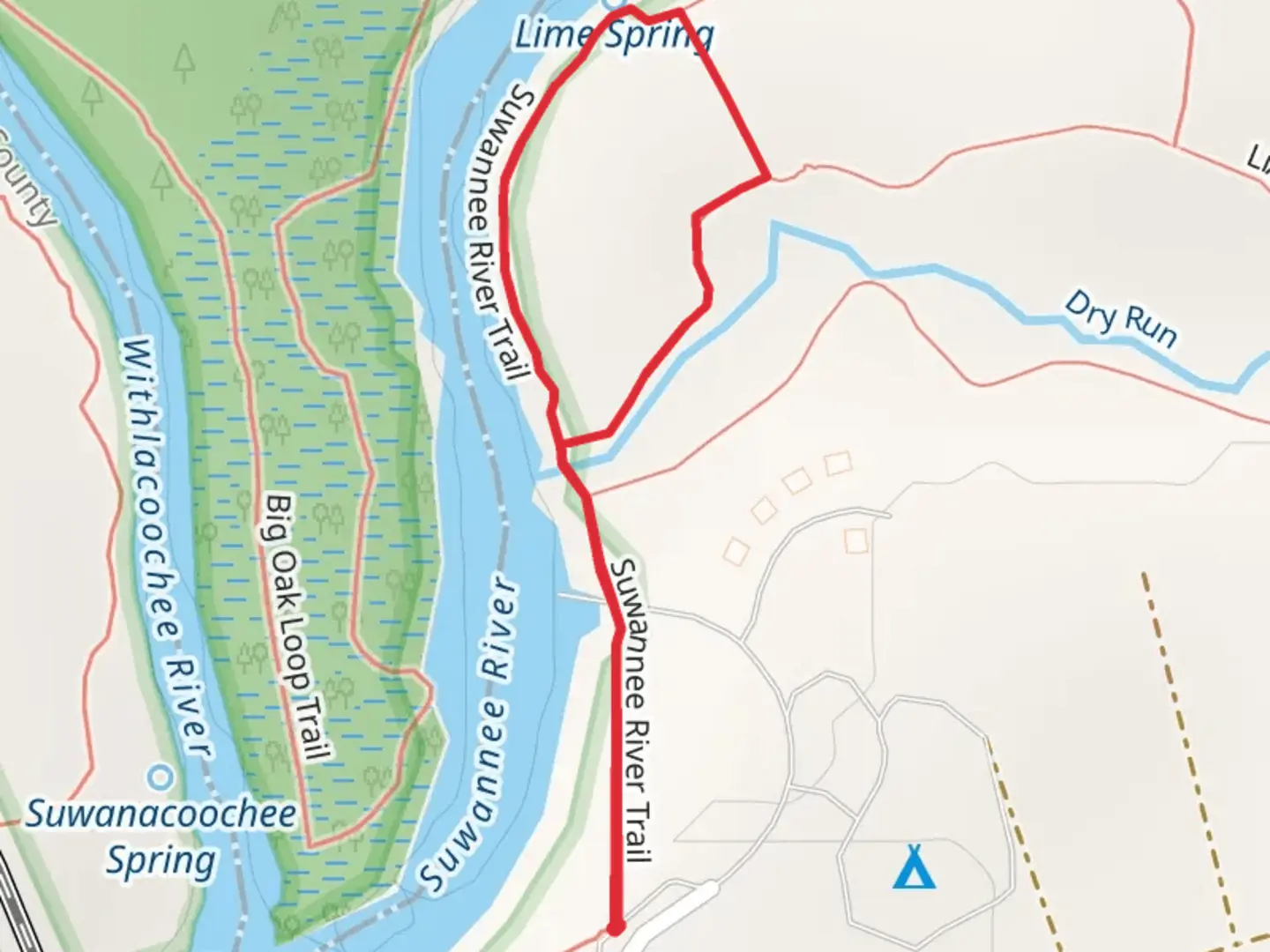 An image depicting the trail Suwannee River Loop Trail and its surrounding area.