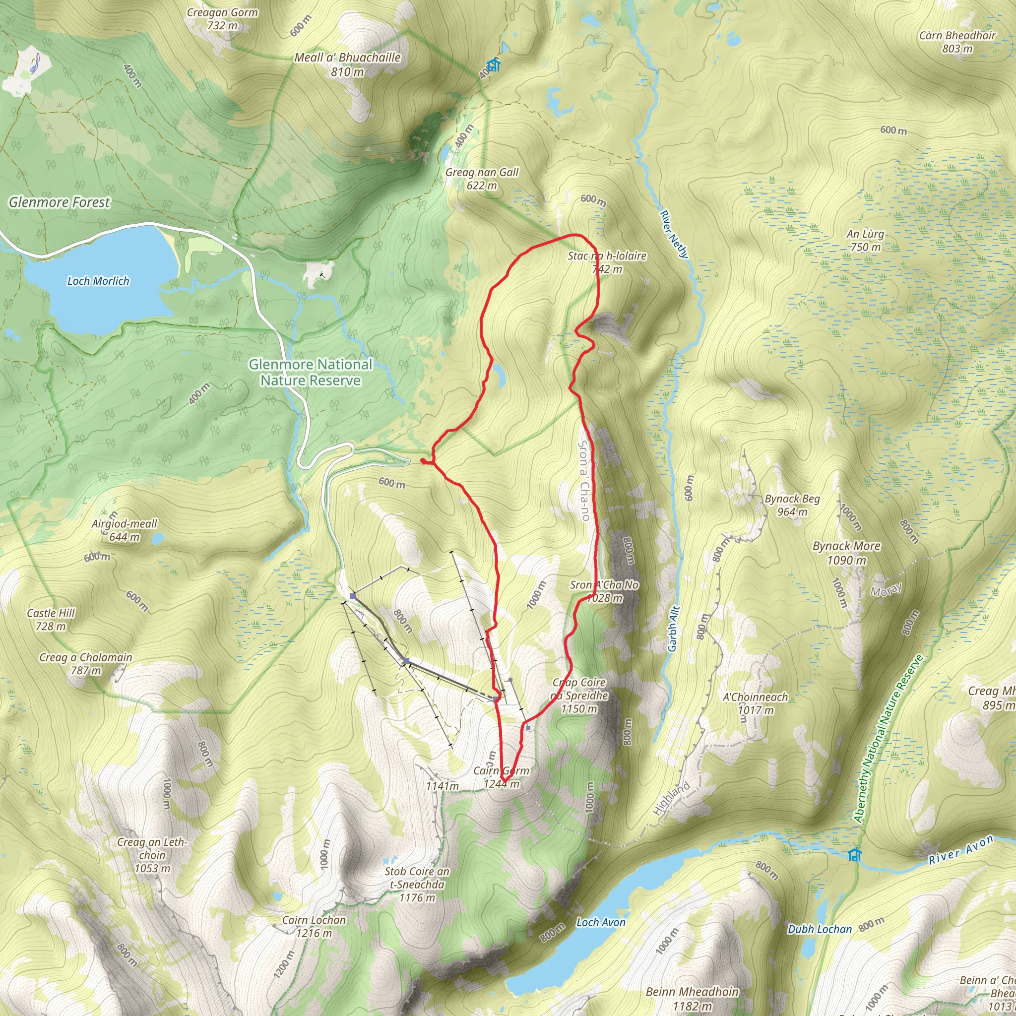Lochan na Beinne and Cairn Gorm Loop mobile static map