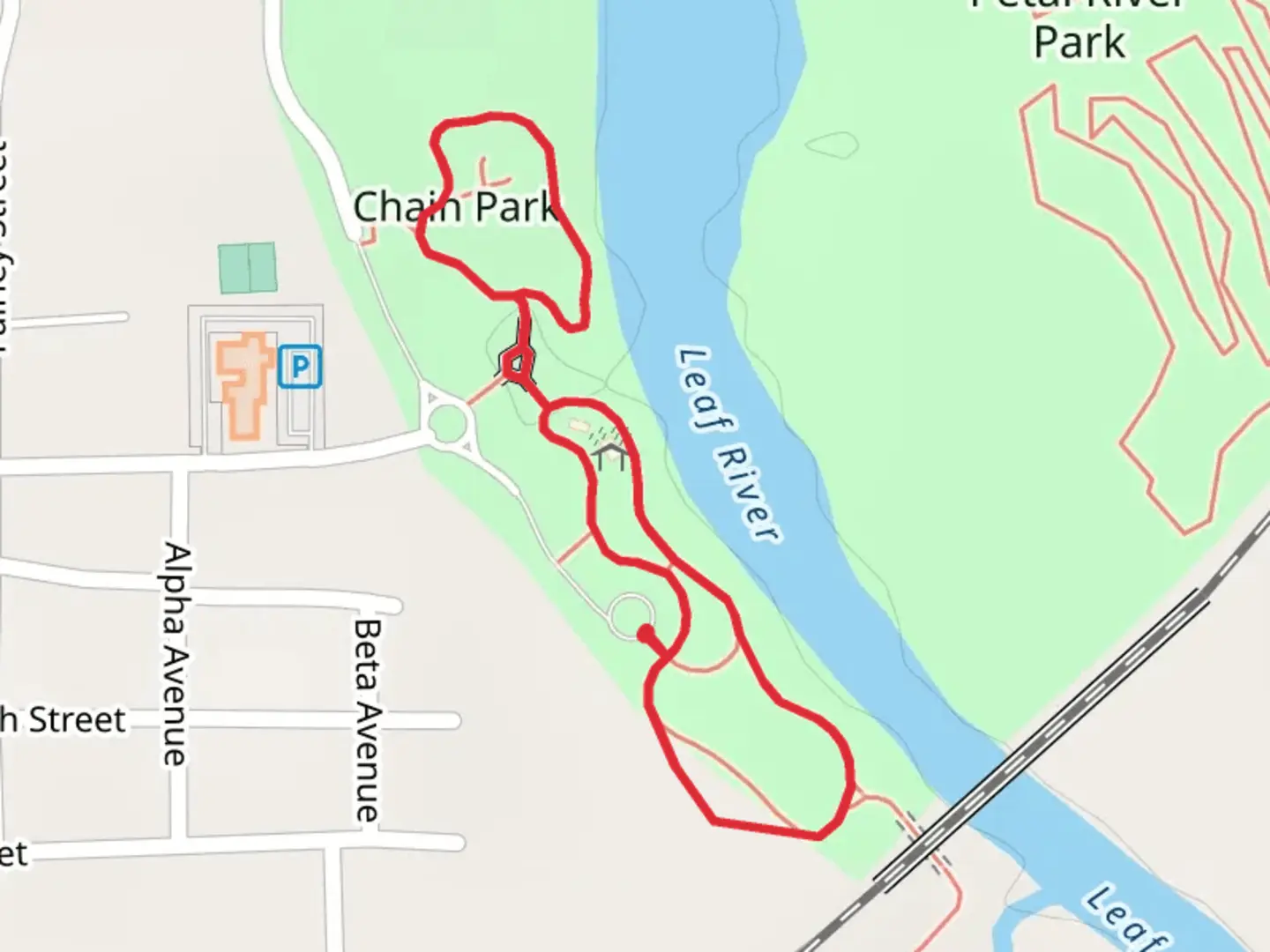An image depicting the trail Chain Park Loop and its surrounding area.