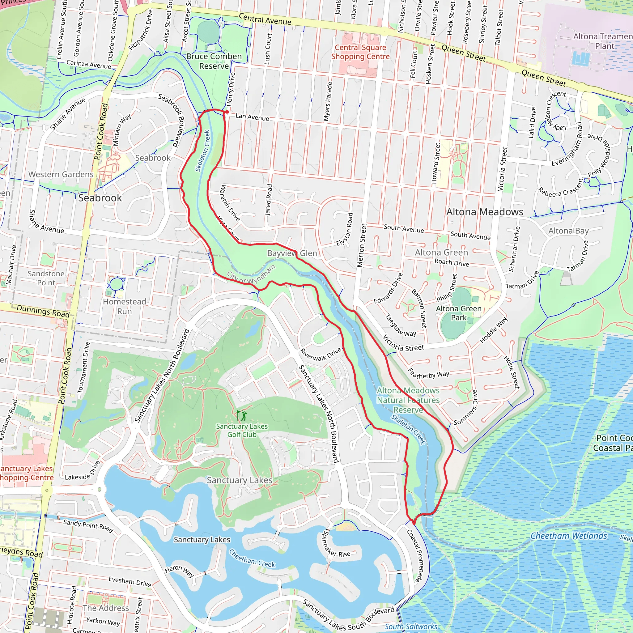 Skeleton Creek Walk from Grasslands to Wetlands mobile static map