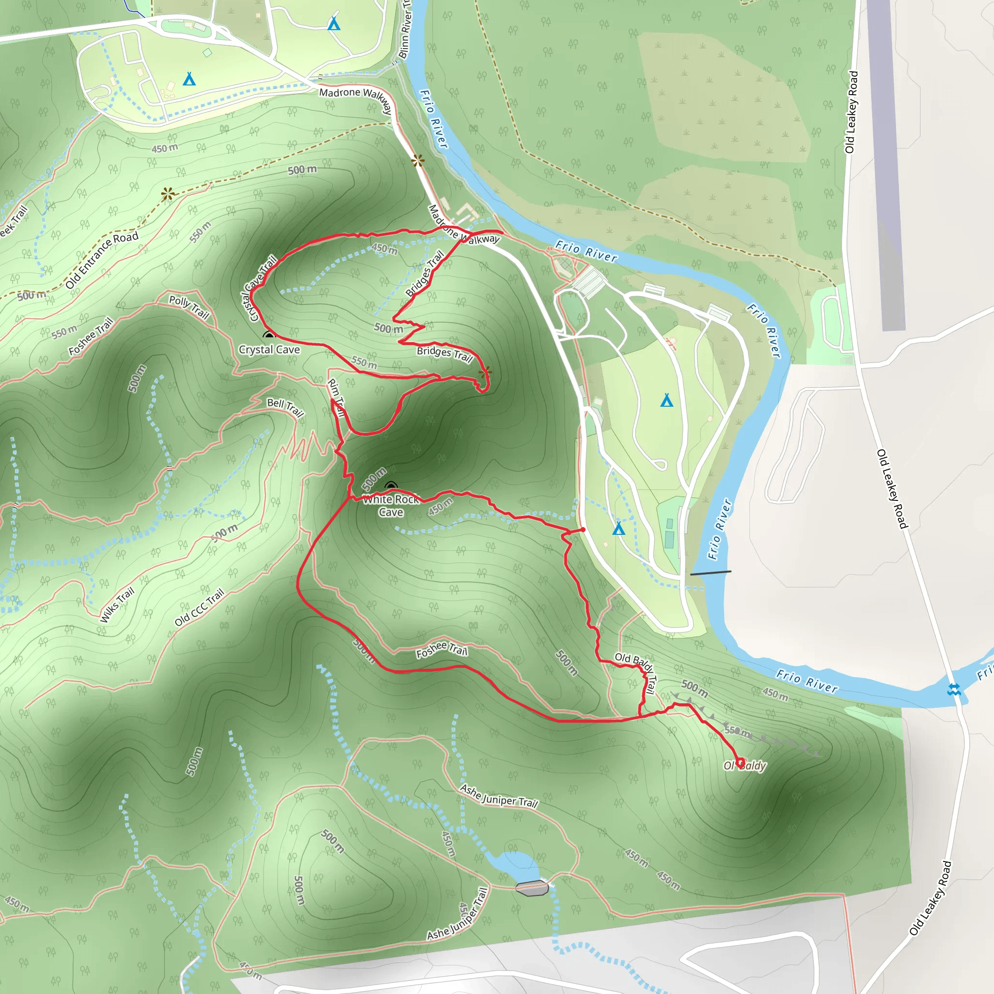 Crystal Cave - Bridges - Foshee Loop Trail mobile static map