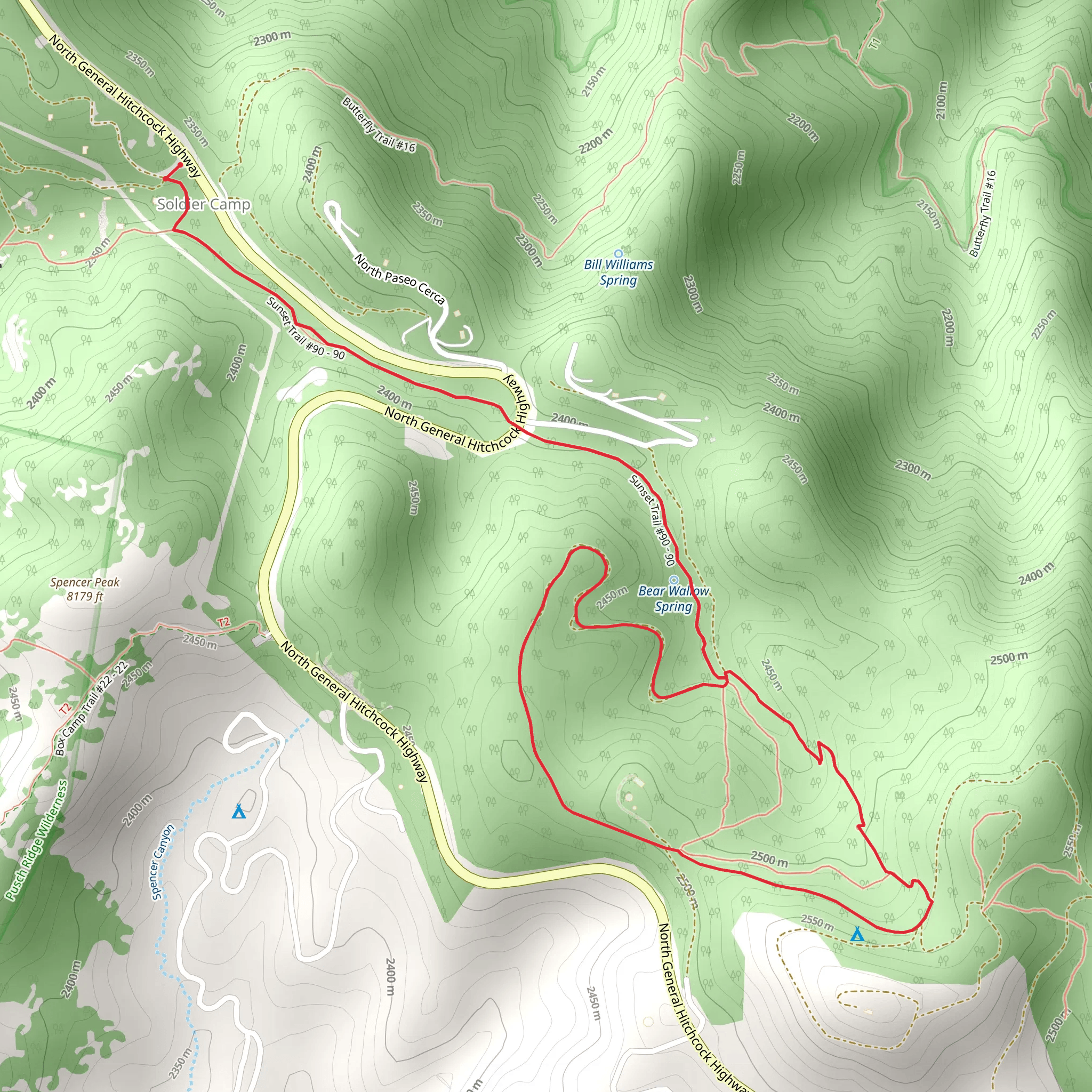 Sky Islands Traverse and Sunset Trail mobile static map