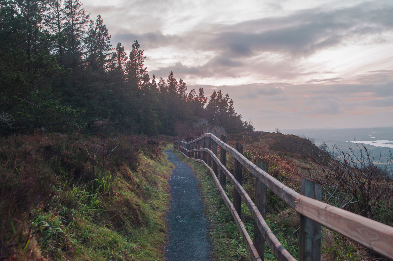 An image depicting the trail Lough Navar Forest – Magho Cliffs Walk and its surrounding area.