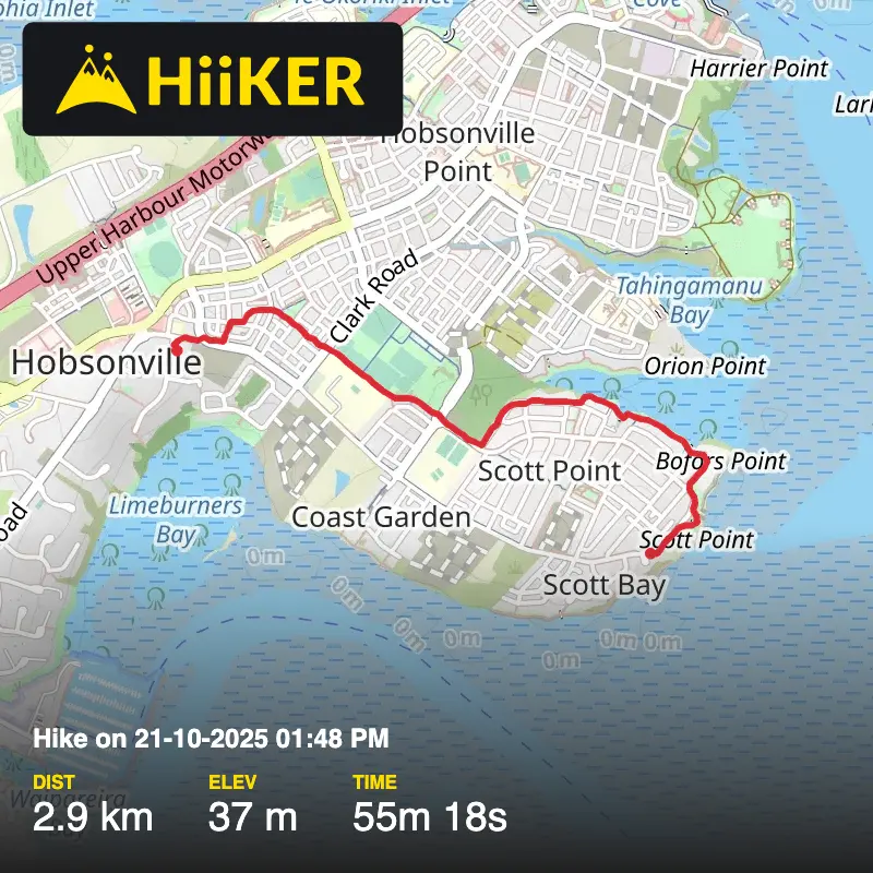 A map preview of the recording Hike on 21-10-2025 01:48 PM.