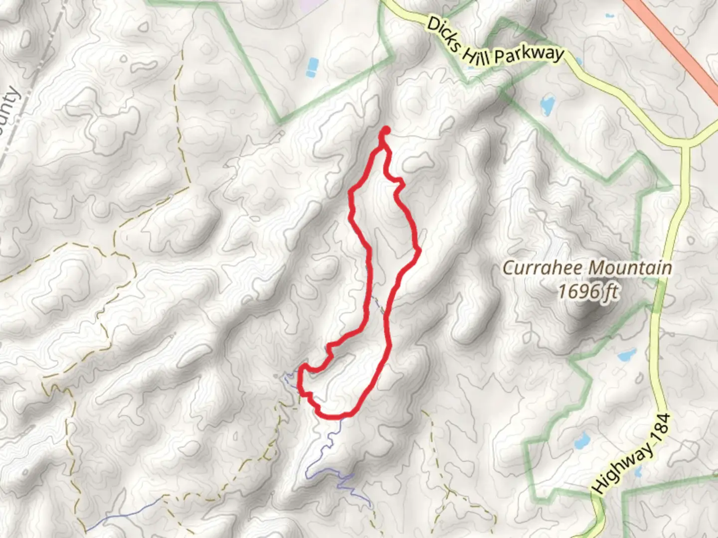 An image depicting the trail Frady Branch and Latham Cemetary Loop and its surrounding area.