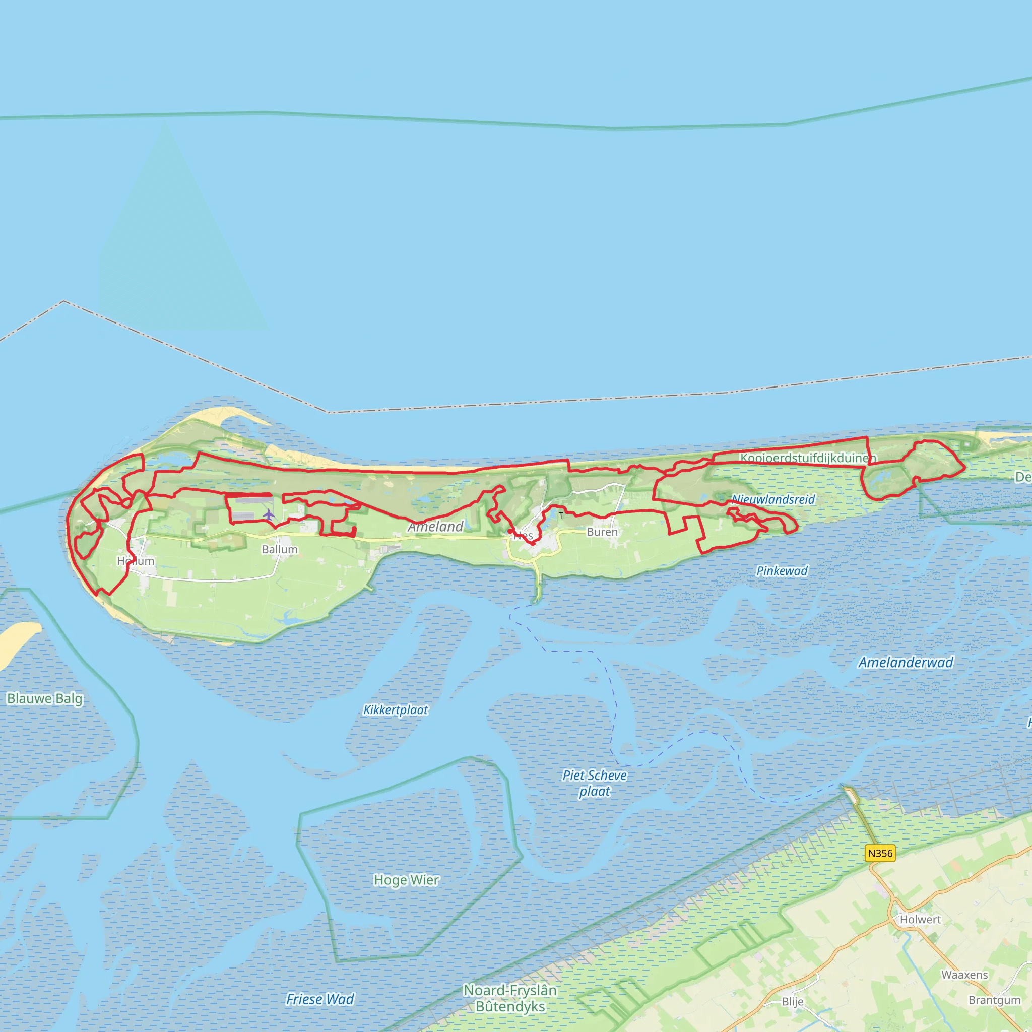WaddenWandelen - Ameland and Strandroute Loop mobile static map