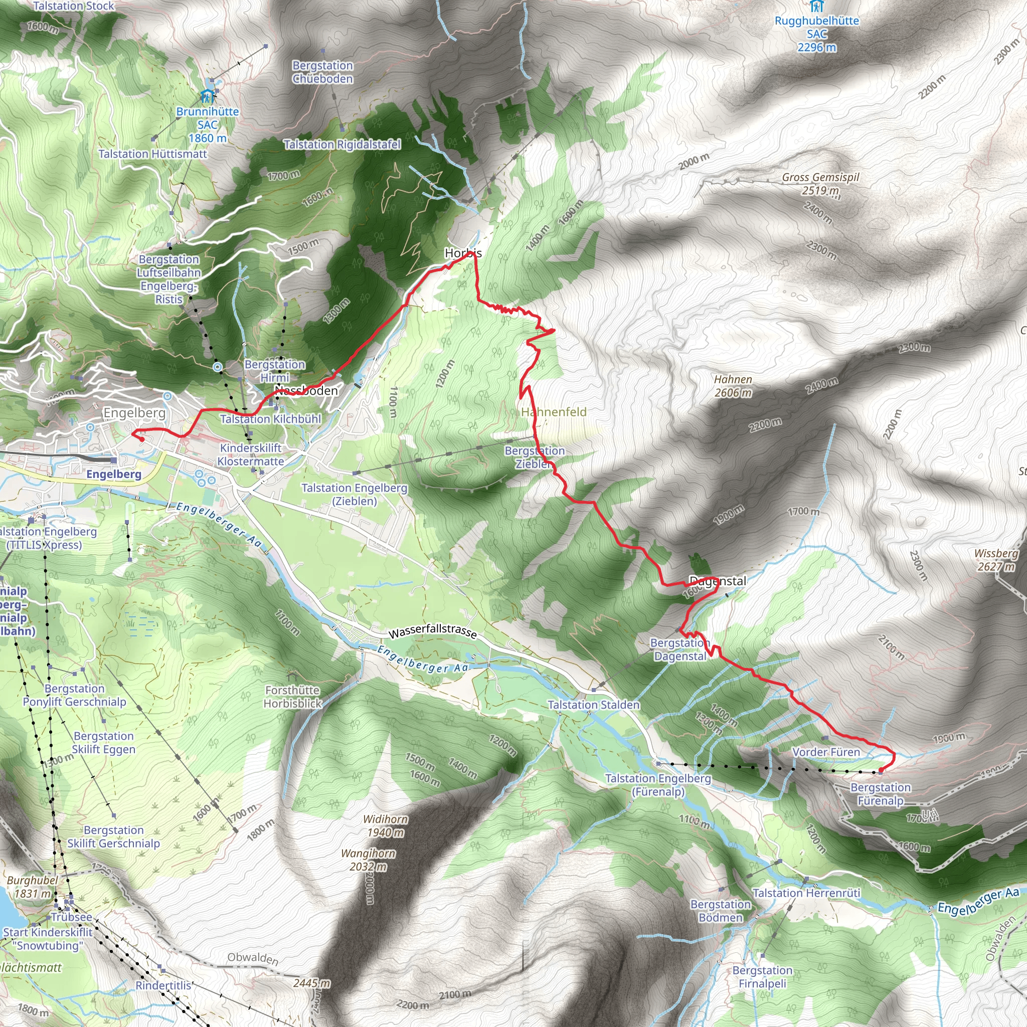 Engelberg - Horbis - Zieblen Mountain Path mobile static map