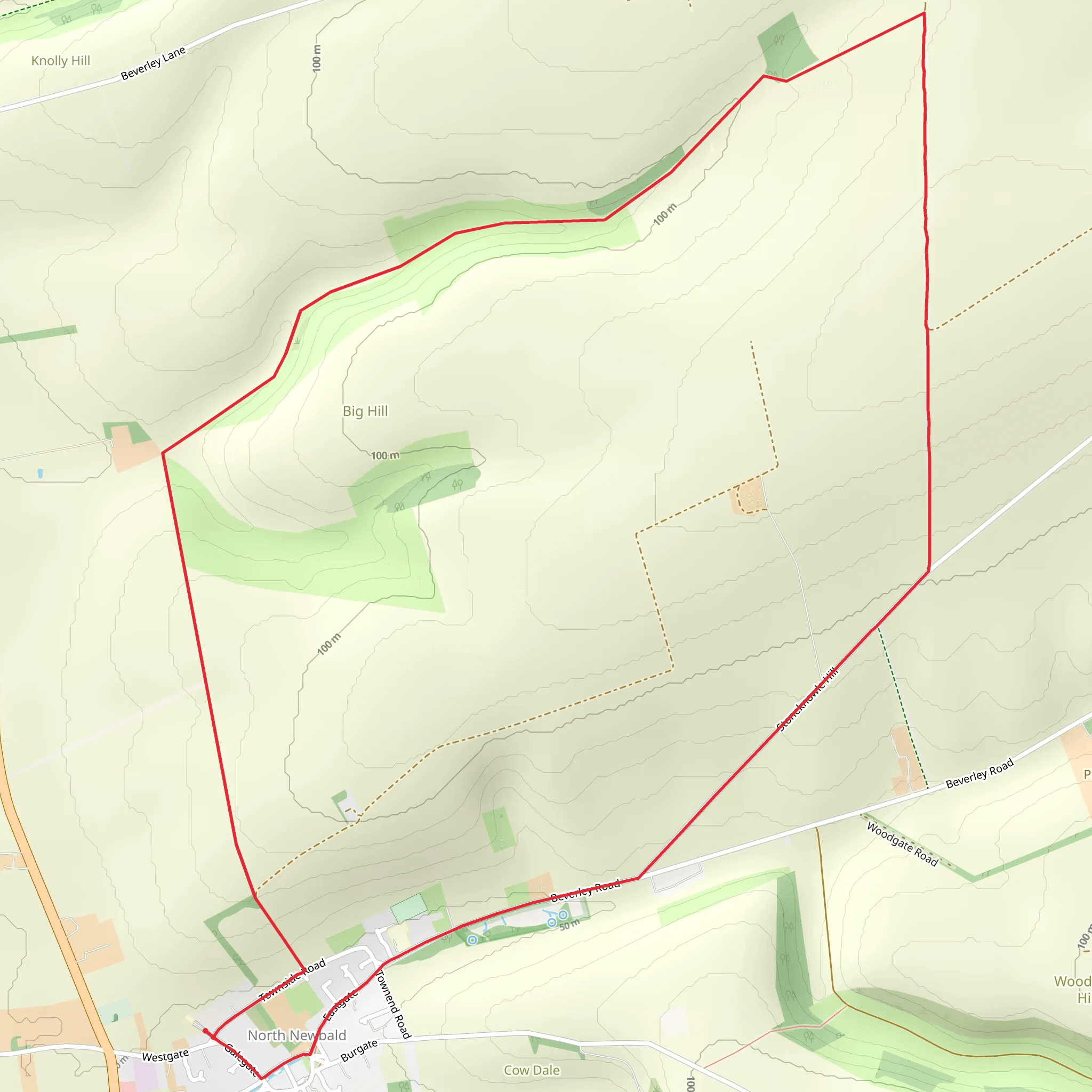 North Newbald Loop mobile static map
