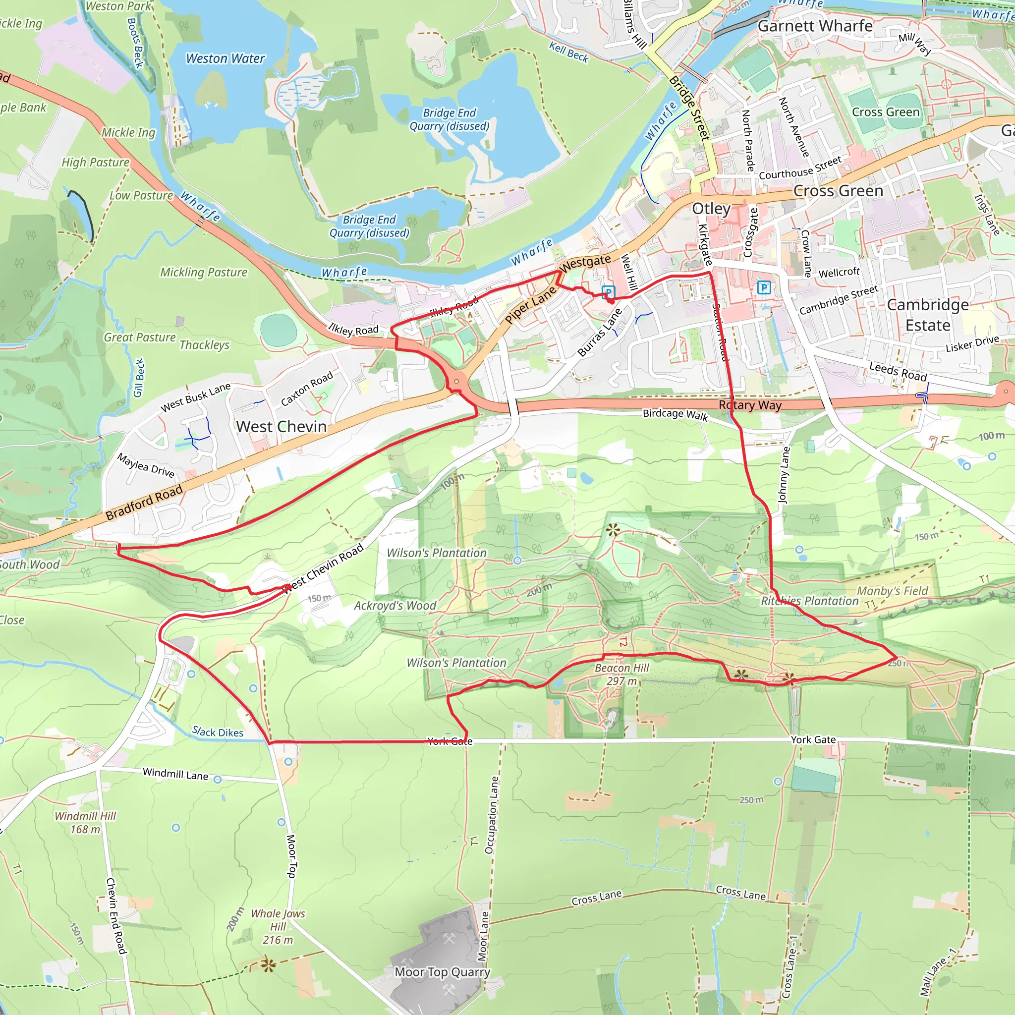 Ottey Circular Walk via Great Dib Wood mobile static map