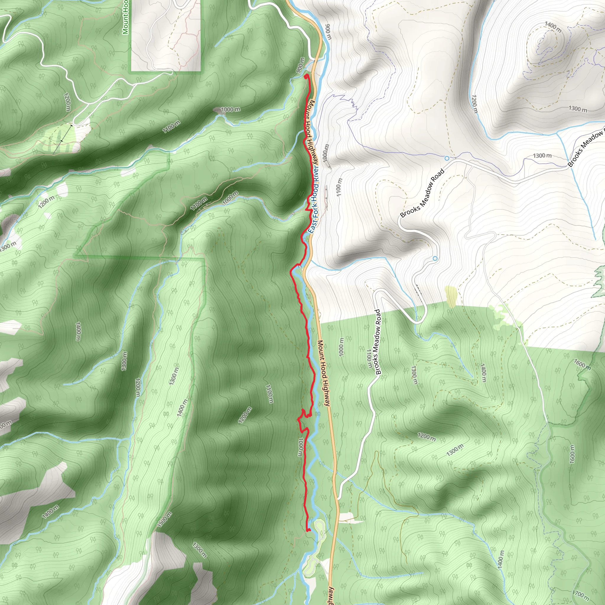 East Fork Hood River mobile static map