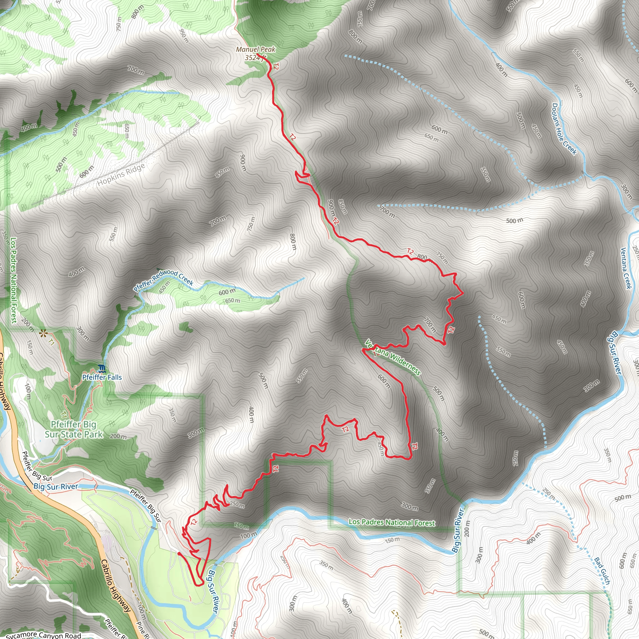 Manuel Peak Trail mobile static map