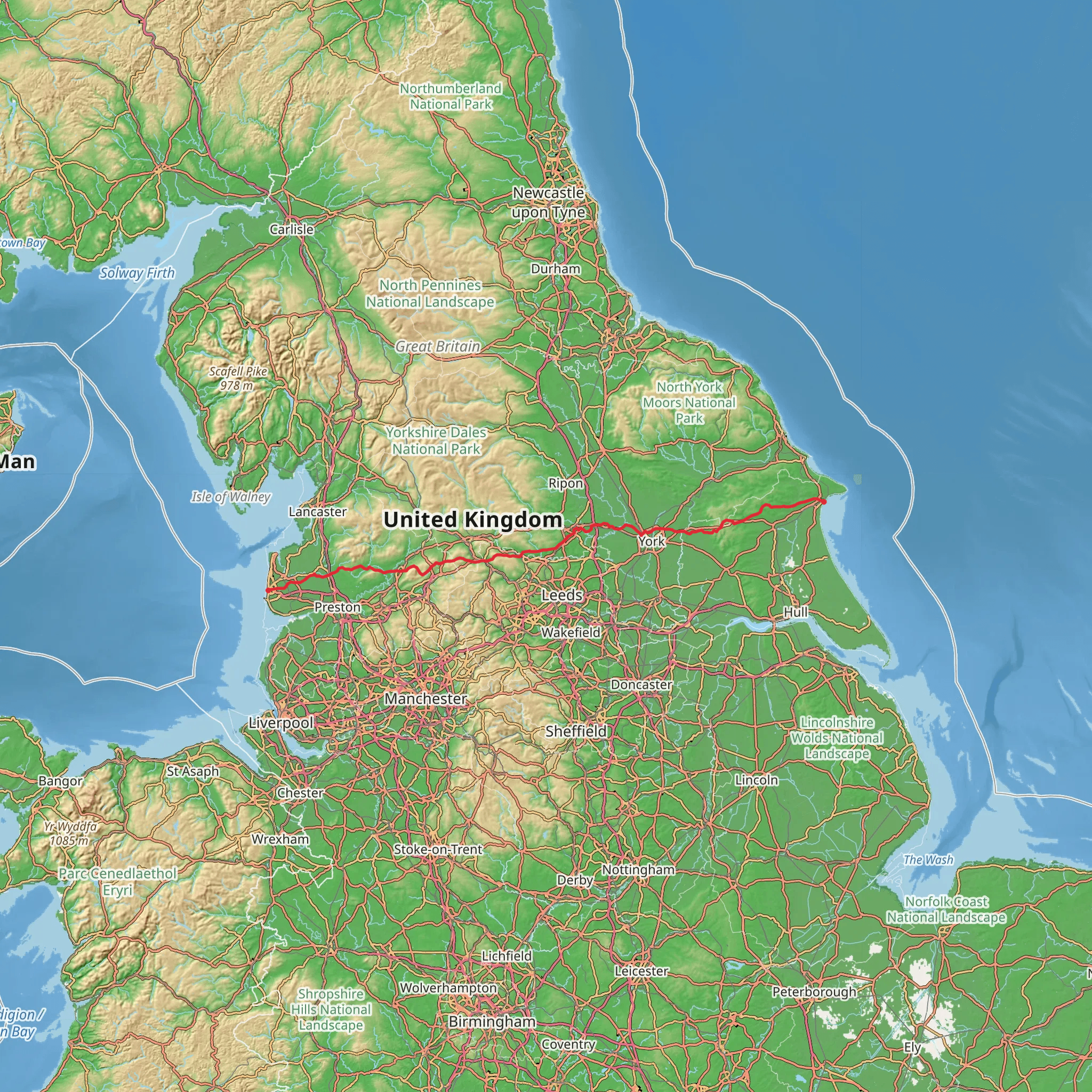 Blackpool to Bridlington - York mobile static map
